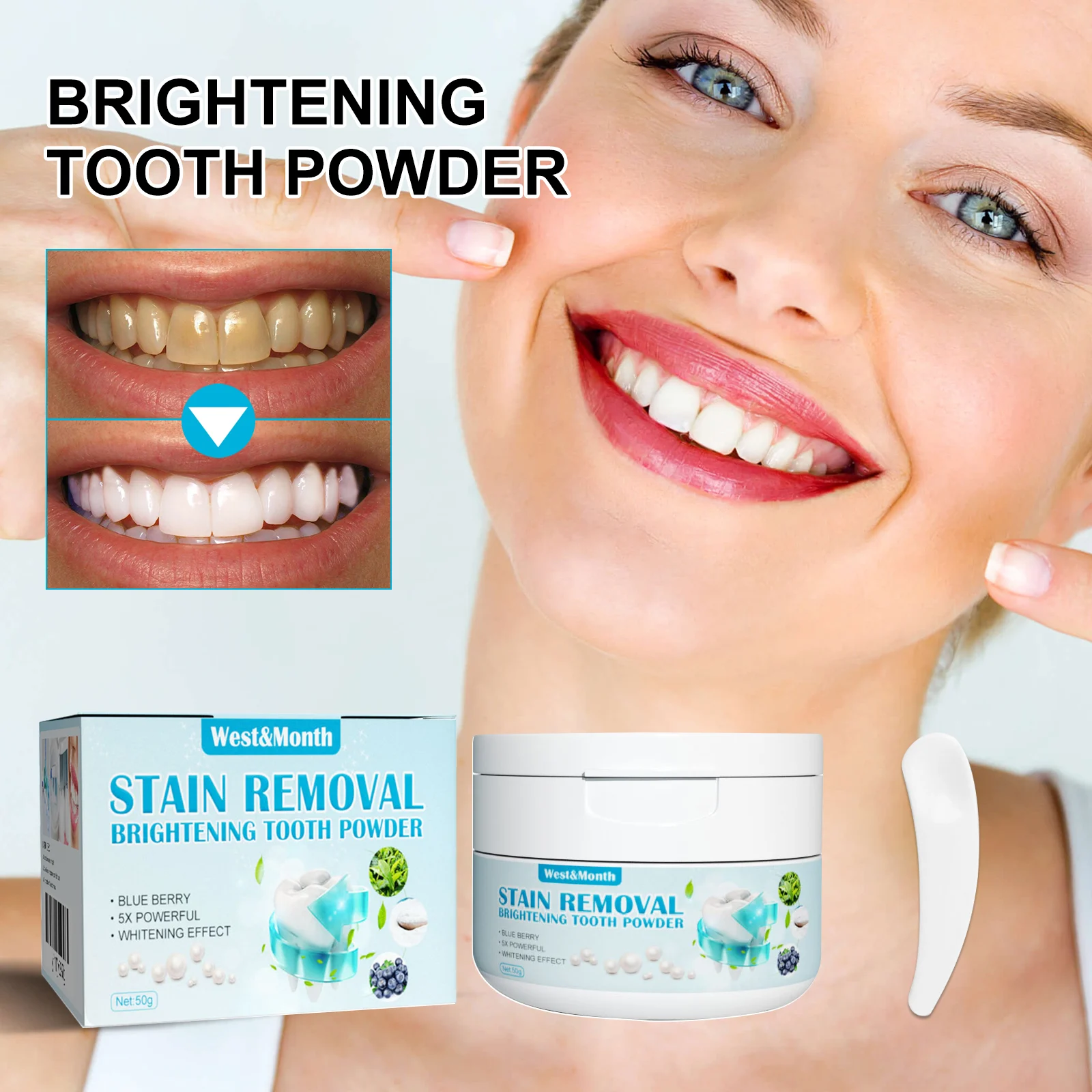 West&Month Blueberry Baking Soda Tooth Powder | Teeth Whitening, Stain Removal, Fresh Breath 8 blueberry baking soda tooth powder wes u9bmzgwp desc 8