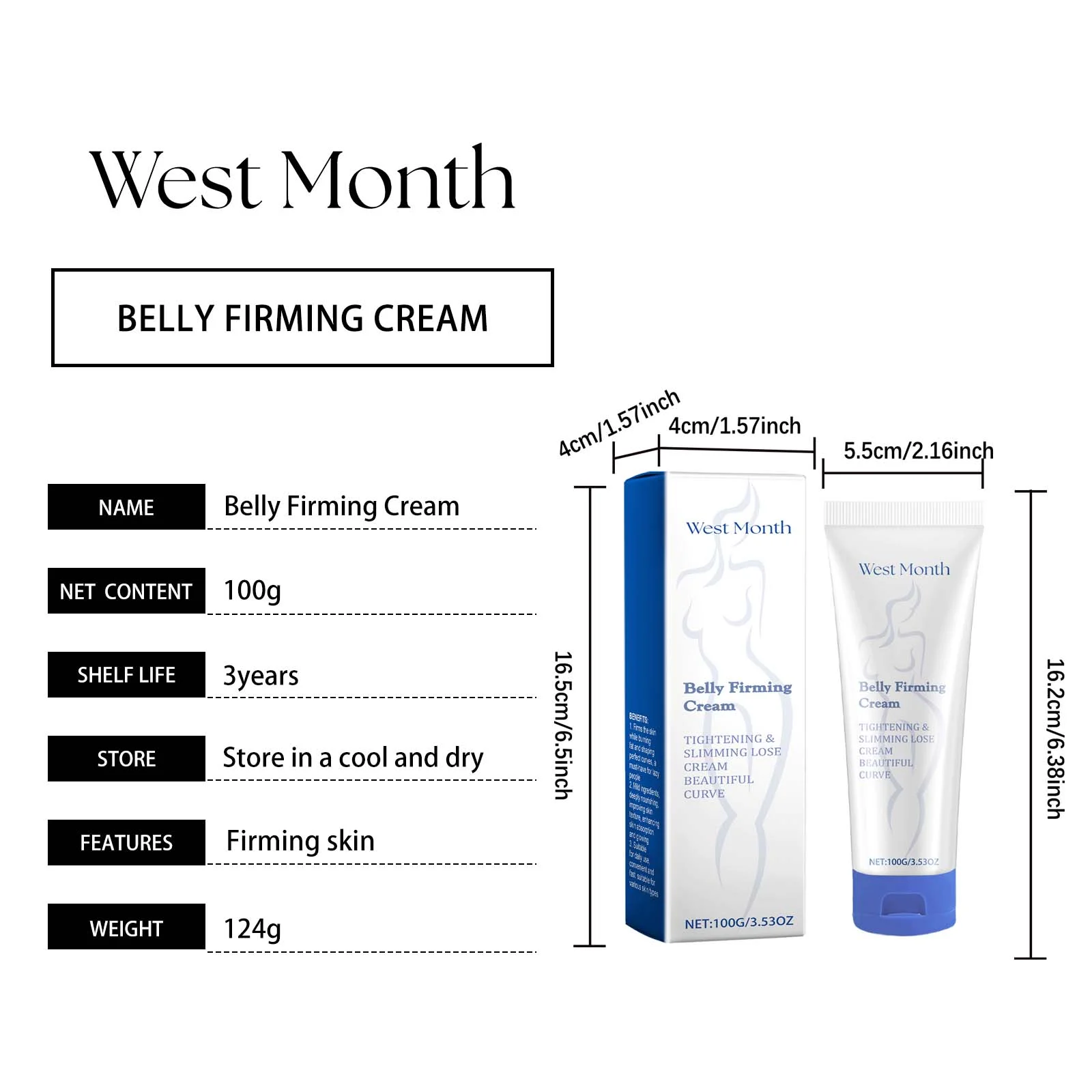 Body Firming Cream with Vitamin C and Panthenol - 100g Slimming & Tightening Lotion for Belly, Thighs, Arms 1 body firming cream 100g slimming tightening lotion wes yy3z7n4f desc 1