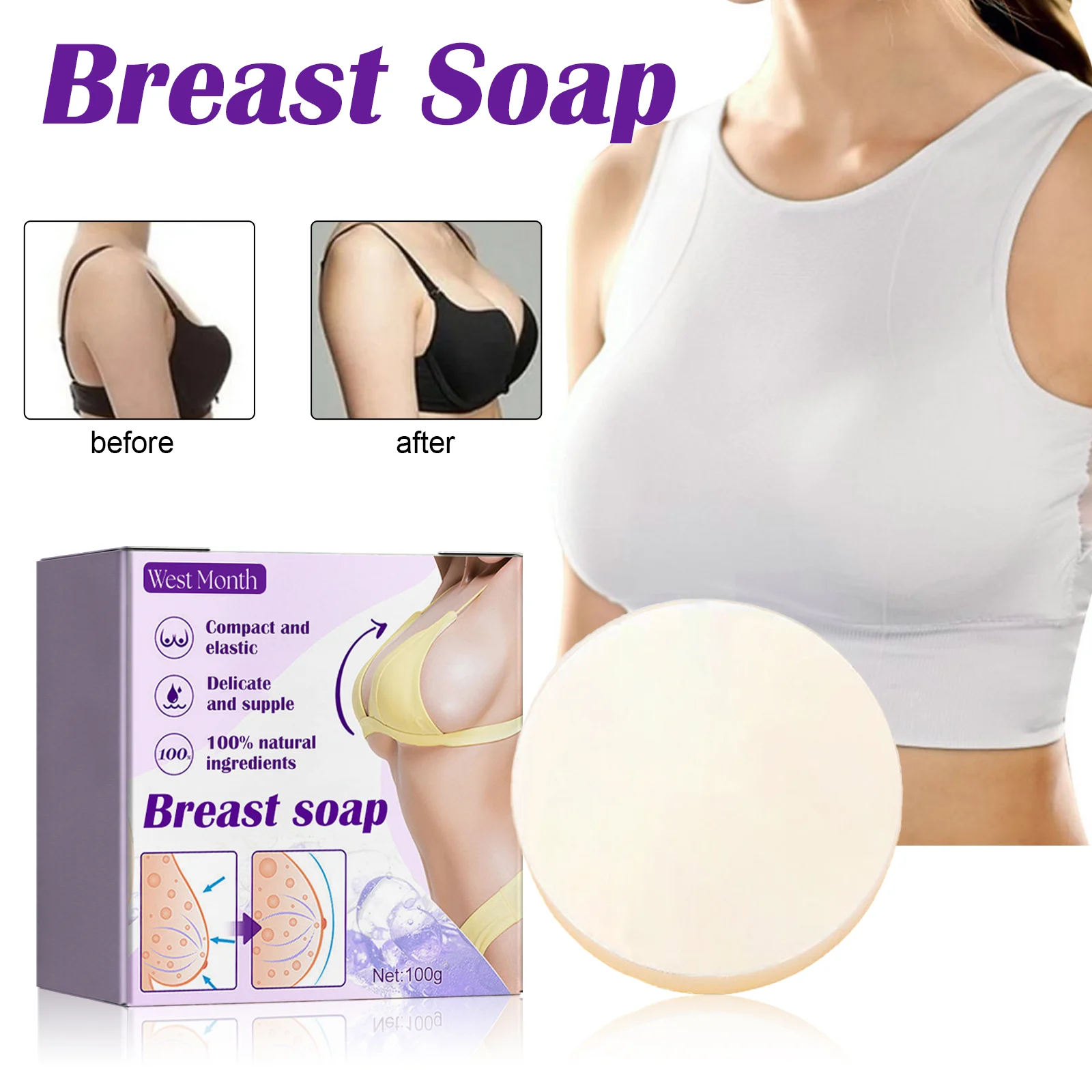 Breast Firming Soap for Fuller Chest Deep Cleanse Moisturize Tighten Skin 100g 2 breast firming soap 100g wes wnwdywa3 desc 2