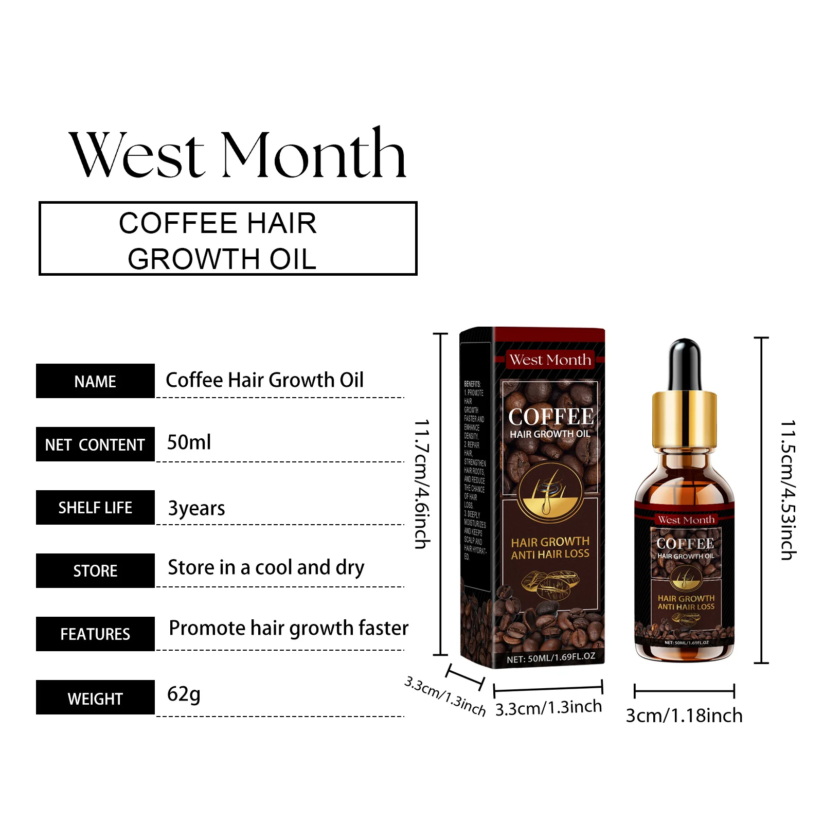 Caffeine Hair Growth Oil 50ml for Hair Loss Repair and Scalp Nourishment 1 caffeine hair growth oil 50ml wes swgjcpr4 desc 1