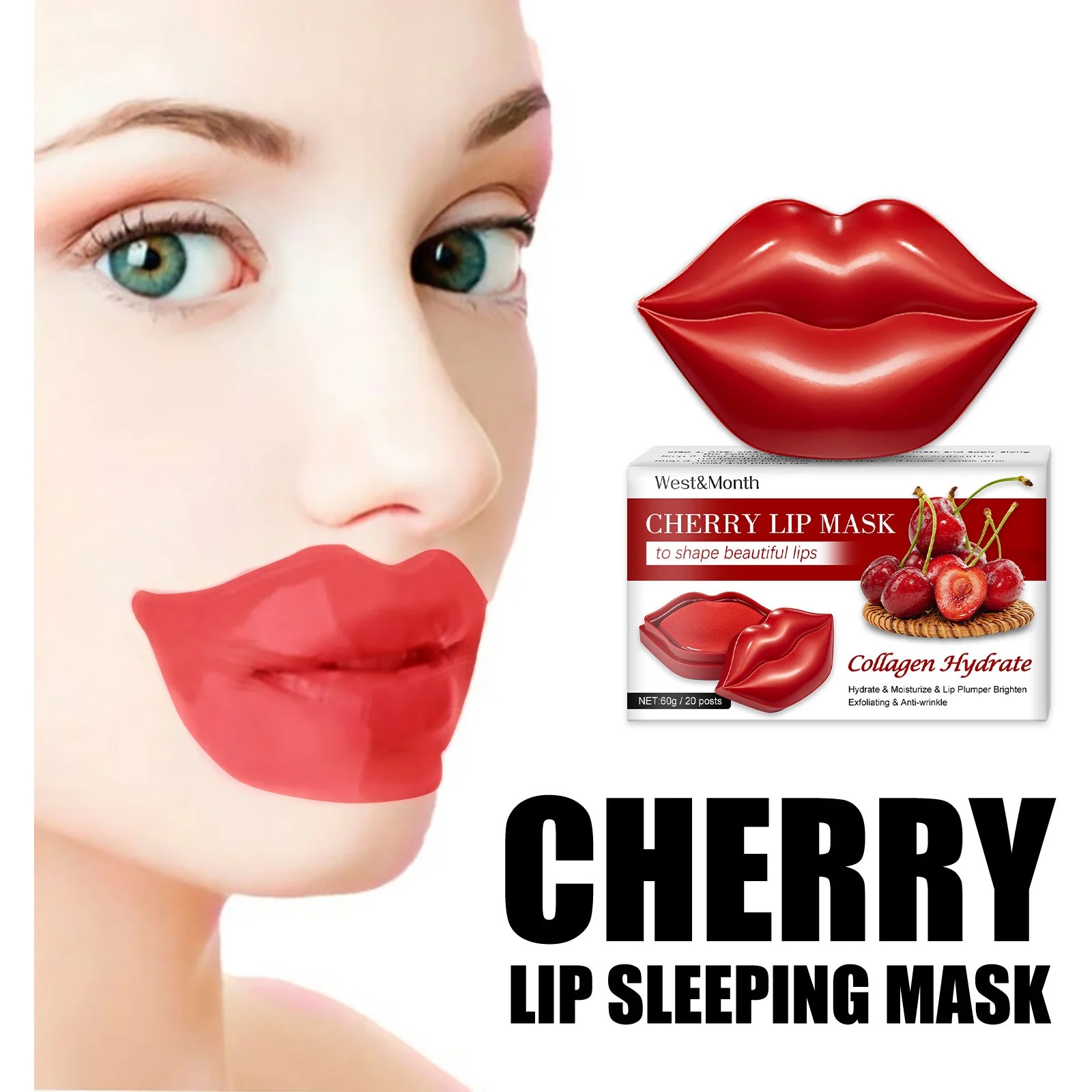 West&Month Cherry Jelly Lip Mask - Hydrating, Exfoliating, Plumping Lip Care Treatment 6 cherry jelly lip mask wes arc345en desc 6