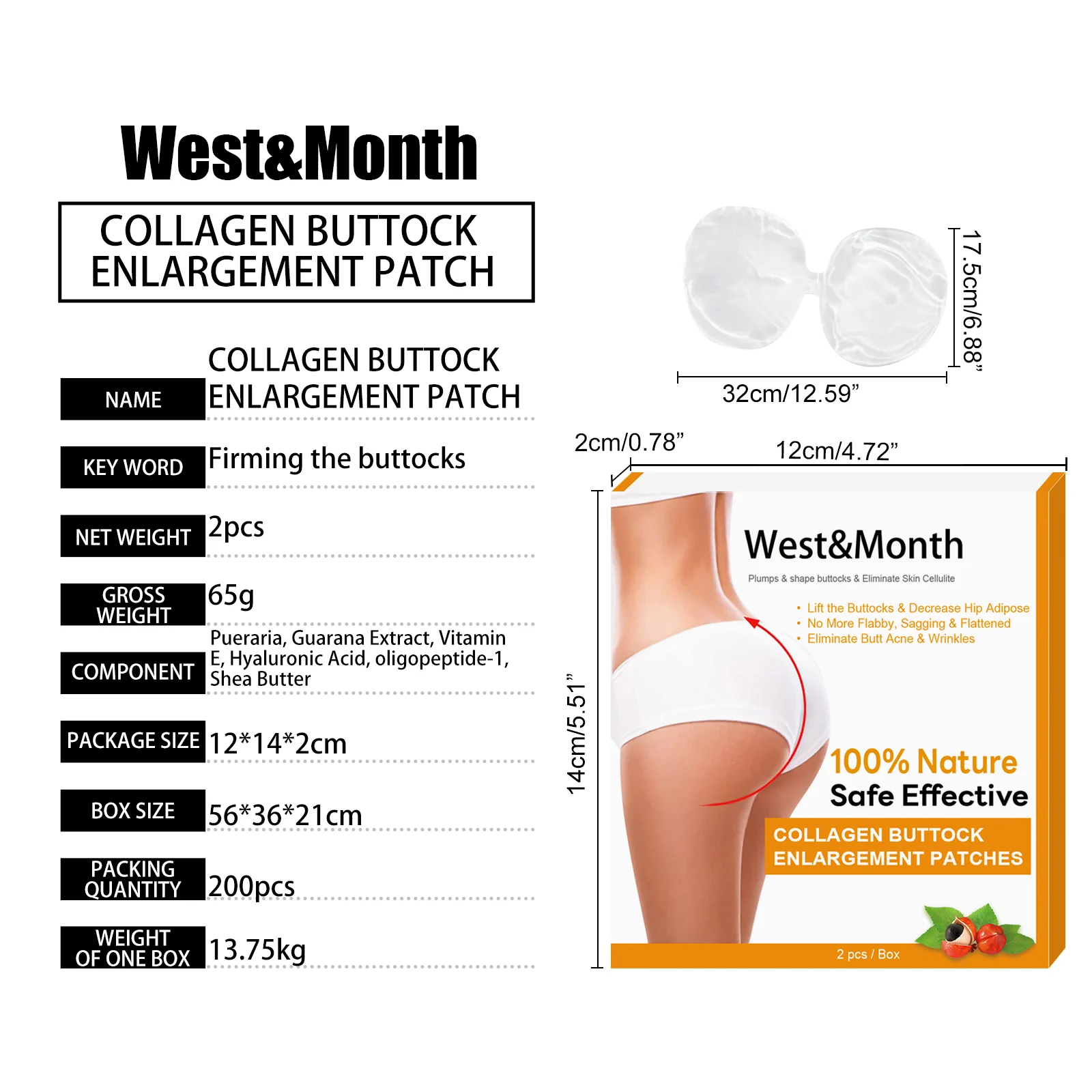 West Month Collagen Buttock Lifting Patches for Firming, Plumping & Shaping 1 collagen buttock lifting patches wes 8phd67y4 desc 1