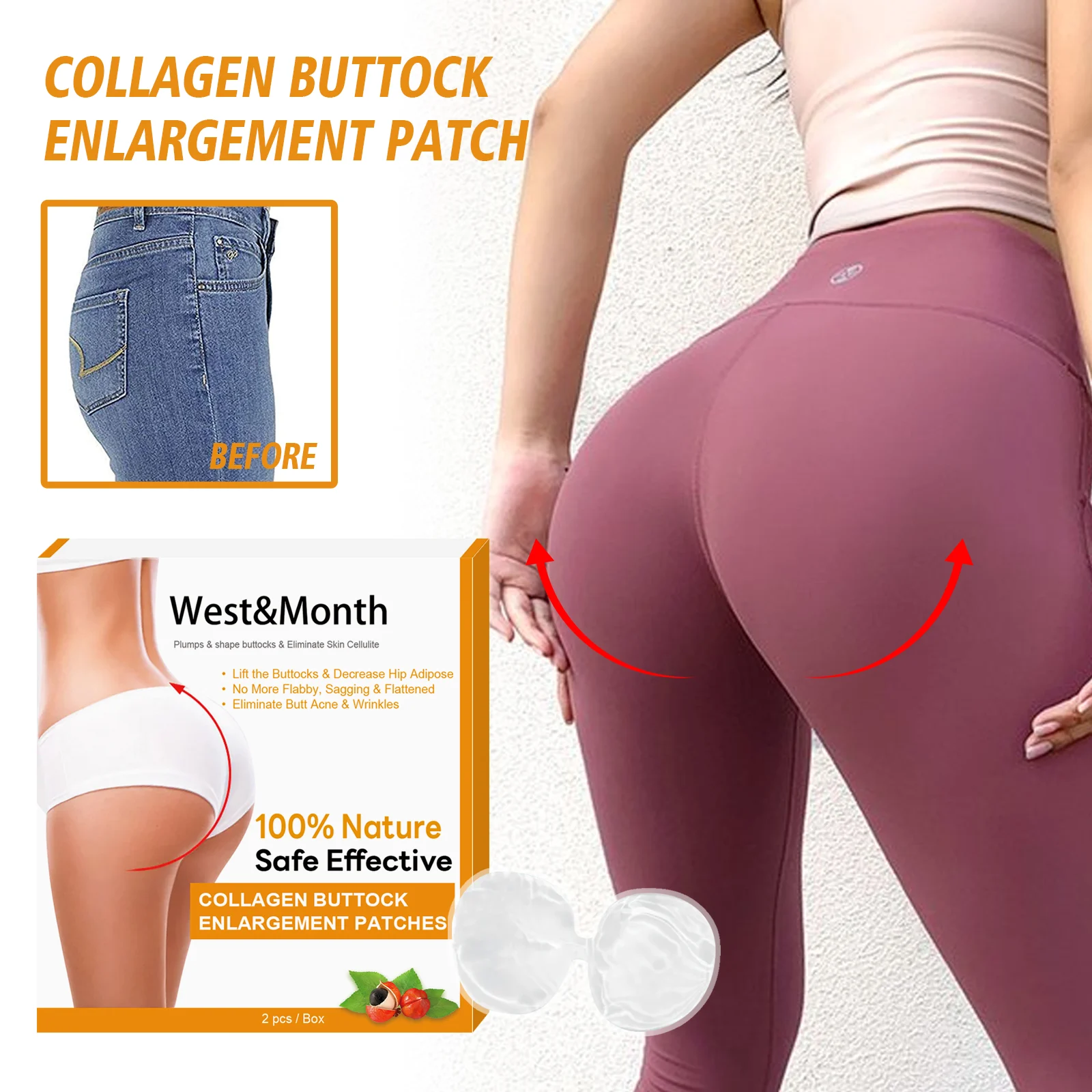 West Month Collagen Buttock Lifting Patches for Firming, Plumping & Shaping 2 collagen buttock lifting patches wes 8phd67y4 desc 2