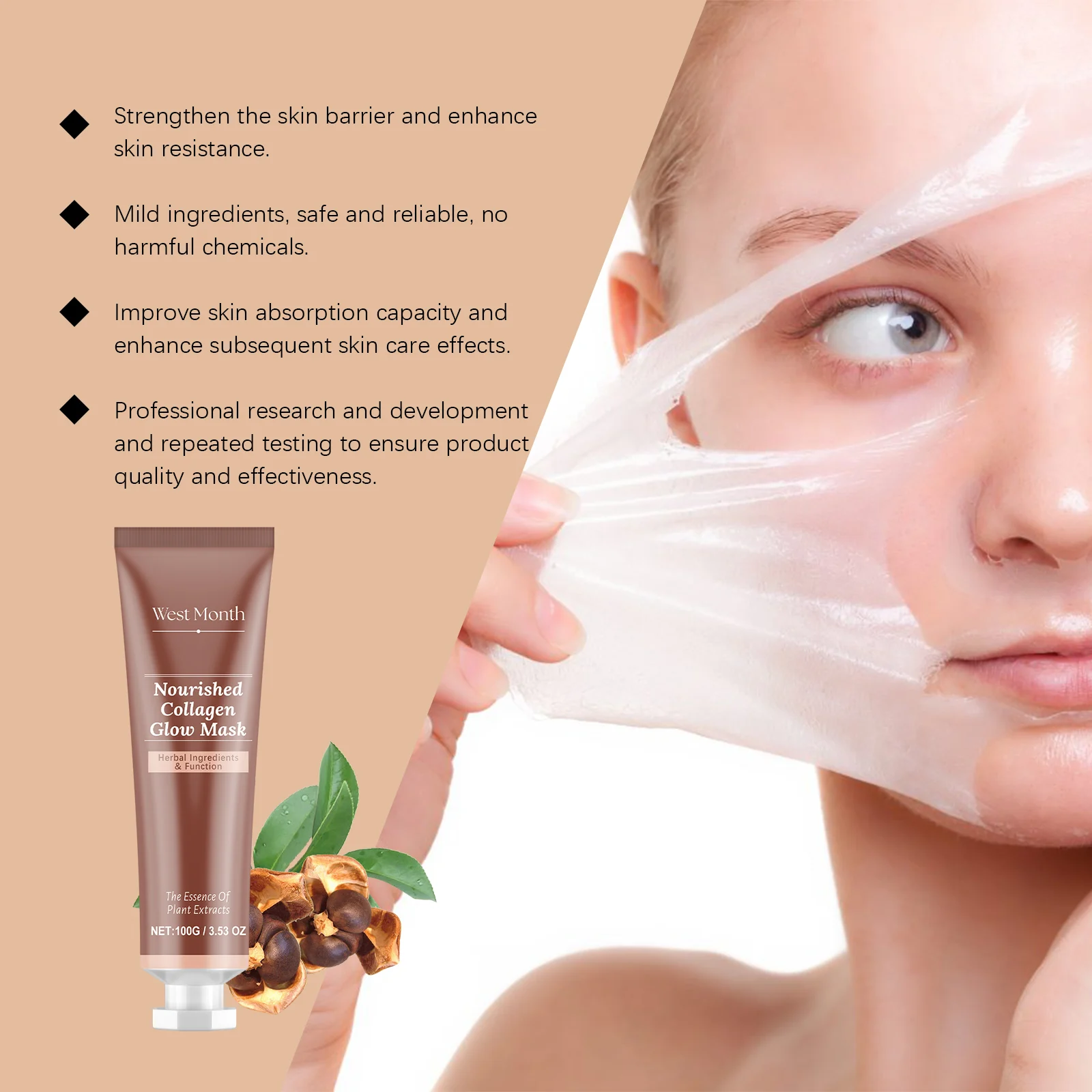 West Month Collagen Peel Off Mask - Moisturizing, Firming, Glow 7 collagen peel off mask wes swsy6ex8 desc 7