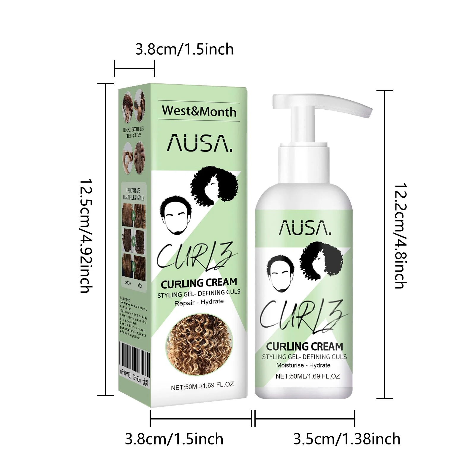 West Month Curl Cream Styling Gel - Defining Curls, Moisturizing & Hydrating 1 curl cream styling gel wes m34nzmxd desc 1
