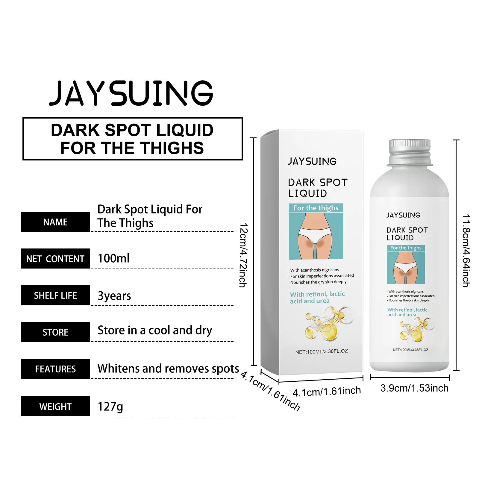 Dark Spot Liquid for Thighs 100ml with Retinol & Lactic Acid, Brightening & Nourishing Body Lotion for Inner Thighs 1 dark spot liquid for thighs brightening body lotion 100ml wes 2jdeaydx desc 1