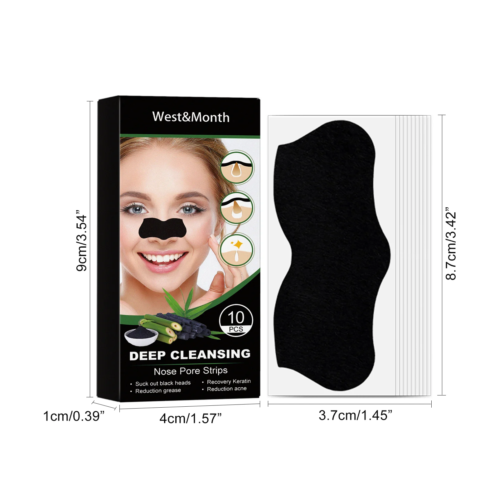West Month Deep Cleansing Nose Pore Strips for Blackhead Removal 2 deep cleansing nose pore strips wes c3k8qqtp desc 2