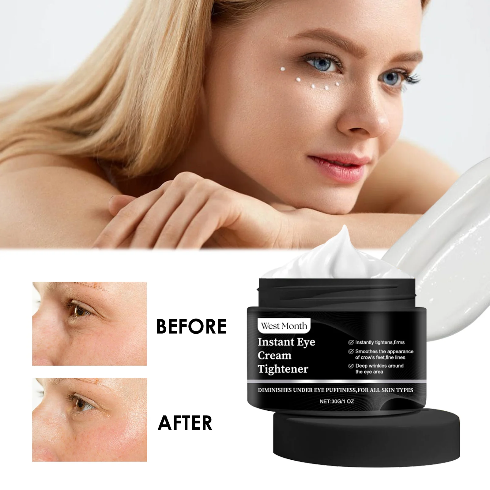 West Month Instant Eye Cream Tightener for Wrinkles, Dark Circles, and Puffiness 8 eye cream tightener wes qddm9vu2 desc 8
