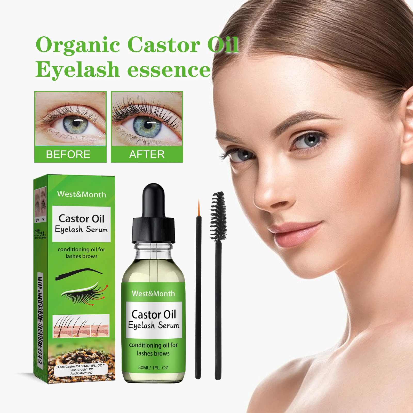 West Month Organic Castor Oil Eyelash Serum for Growth, Thickening and Darkening 2 eyelash growth serum oil wes p9hgrnc4 desc 2