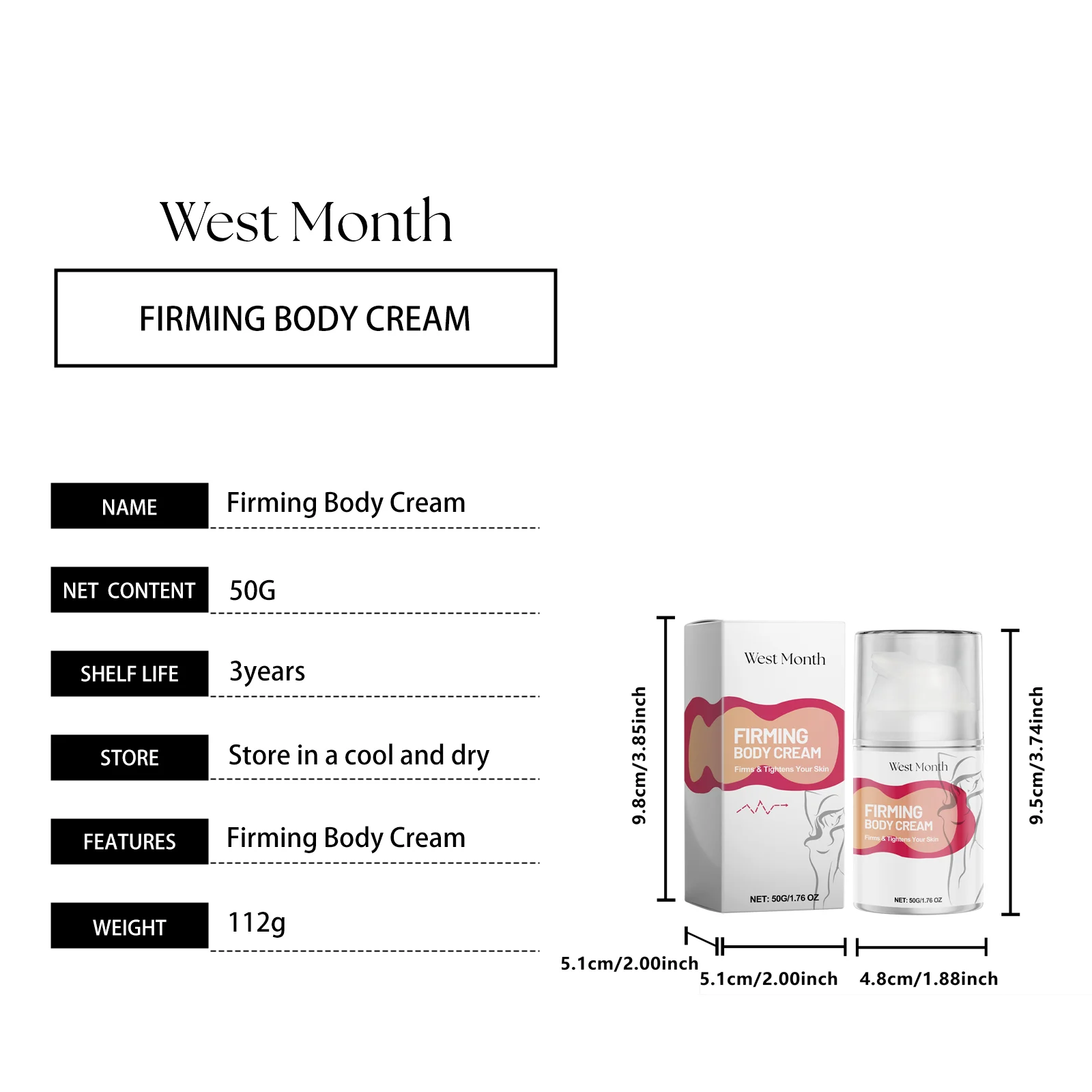 West Month Firming Body Cream - Tighten & Shape Skin, Reduce Belly Fat 1 firming body cream slimming wes qm73yq79 desc 1