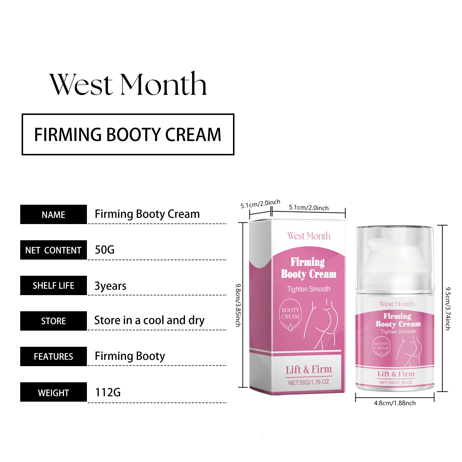 West Month Firming Booty Cream - Tighten, Smooth, Lift & Firm Buttocks 1 firming booty cream wes rm2zwzwn desc 1