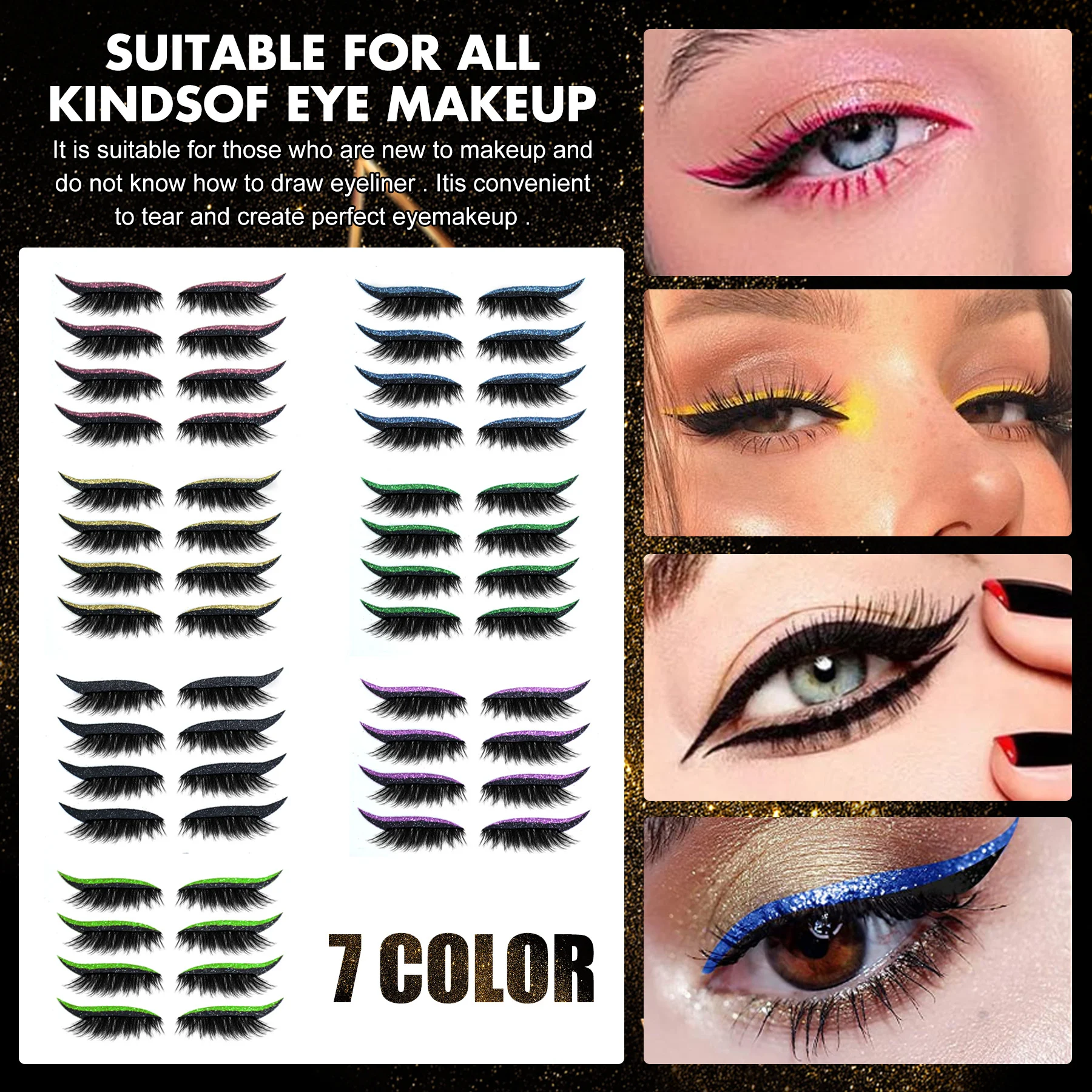West Month Self-Adhesive Eyeliner Stickers, 4-Pairs, Waterproof & Reusable 1 fluorescent green eyeliner stickers 4 pairs wes dystsbh3 2