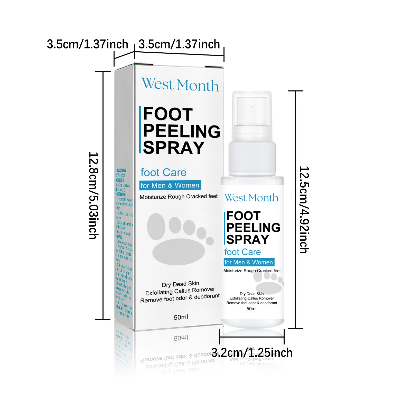 Foot Peeling Spray for Cracked Heels and Callus Removal Moisturizing Exfoliator 50ml 1 foot peeling spray cracked heels callus remover 50ml wes pnxm8pb6 desc 1