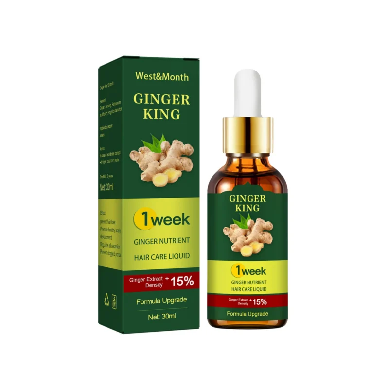 West Month Ginger Hair Growth Serum in a 30ml bottle with dropper for anti-hair loss and scalp repair