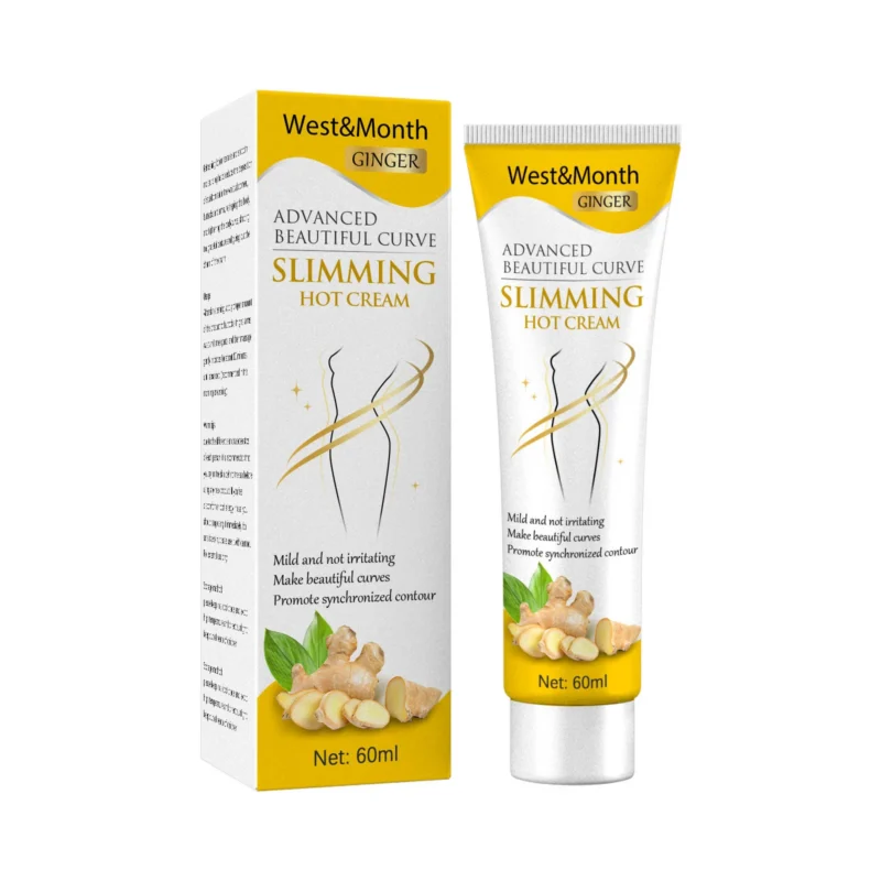 West&Month Advanced Ginger Slimming Hot Cream for body contouring and firming, helps reduce stubborn fat in waist, abdomen, and thighs.