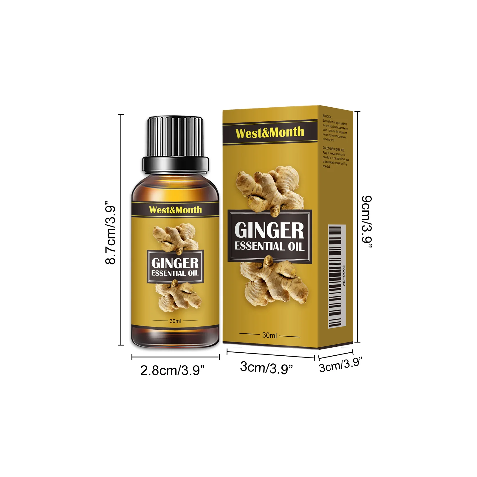 West Month Ginger Slimming Essential Oil 30ml for Body Massage, Fat Burning & Skin Care 1 ginger slimming essential oil wes d322vjvv desc 1