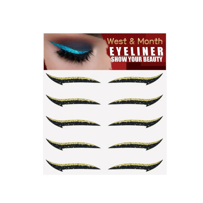 West Month Glitter Dual Eyelid Eyeliner Stickers in Silver for dramatic party and stage makeup looks