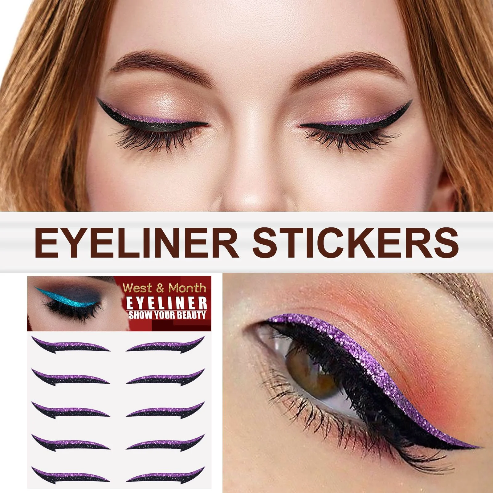 Glitter Dual Eyelid Eyeliner Stickers Silver Glow Makeup Eye Patches for Party Nightclub Stage 3 glitter dual eyelid eyeliner stickers silver glow wes y4xbv8xe desc 3