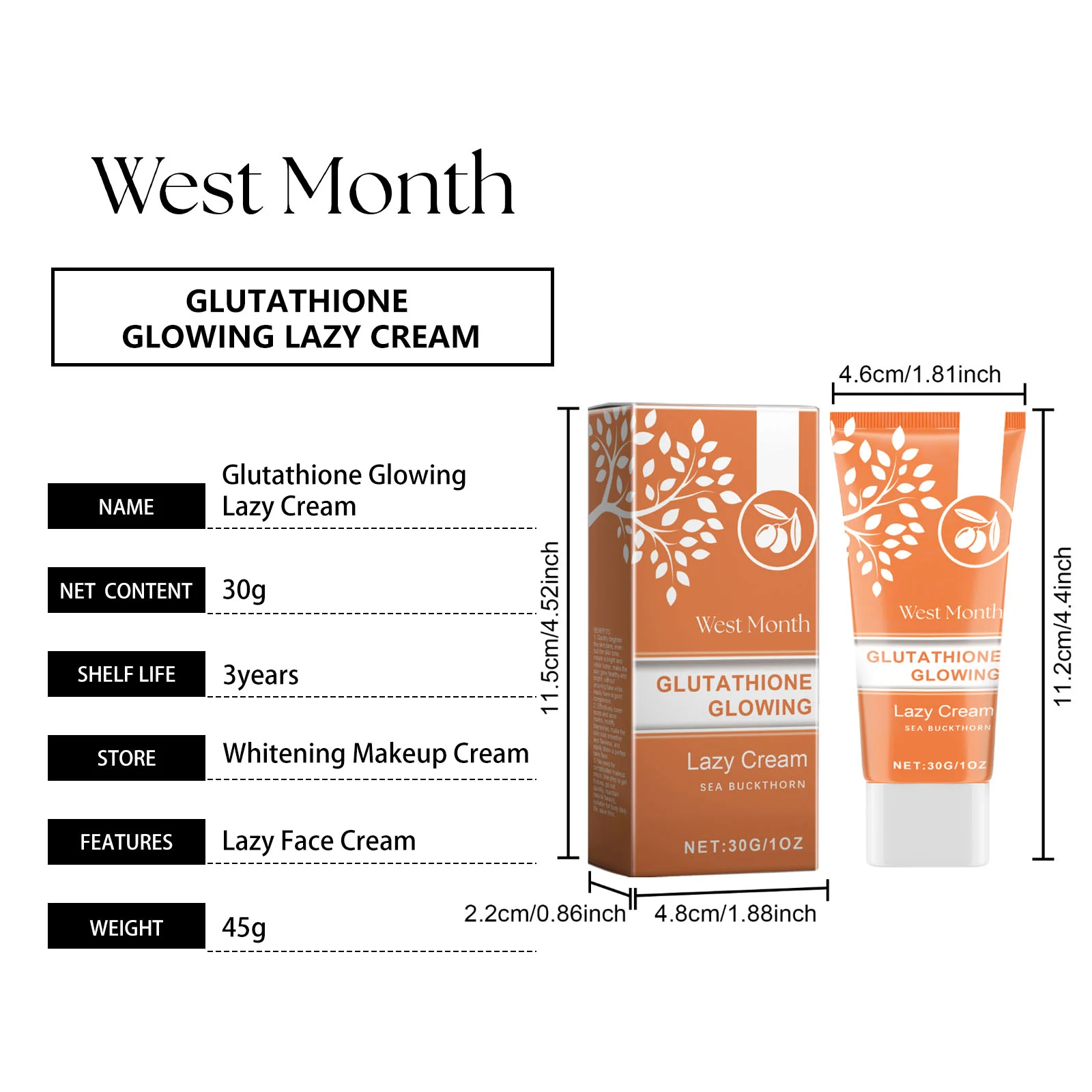 Tinted Moisturizer with Glutathione & Vitamin C, Lightweight Lazy Cream for Brightening & Hydration, 30g 1 glutathione vitamin c tinted moisturizer lazy cream 30g wes nmckpa3c desc 1
