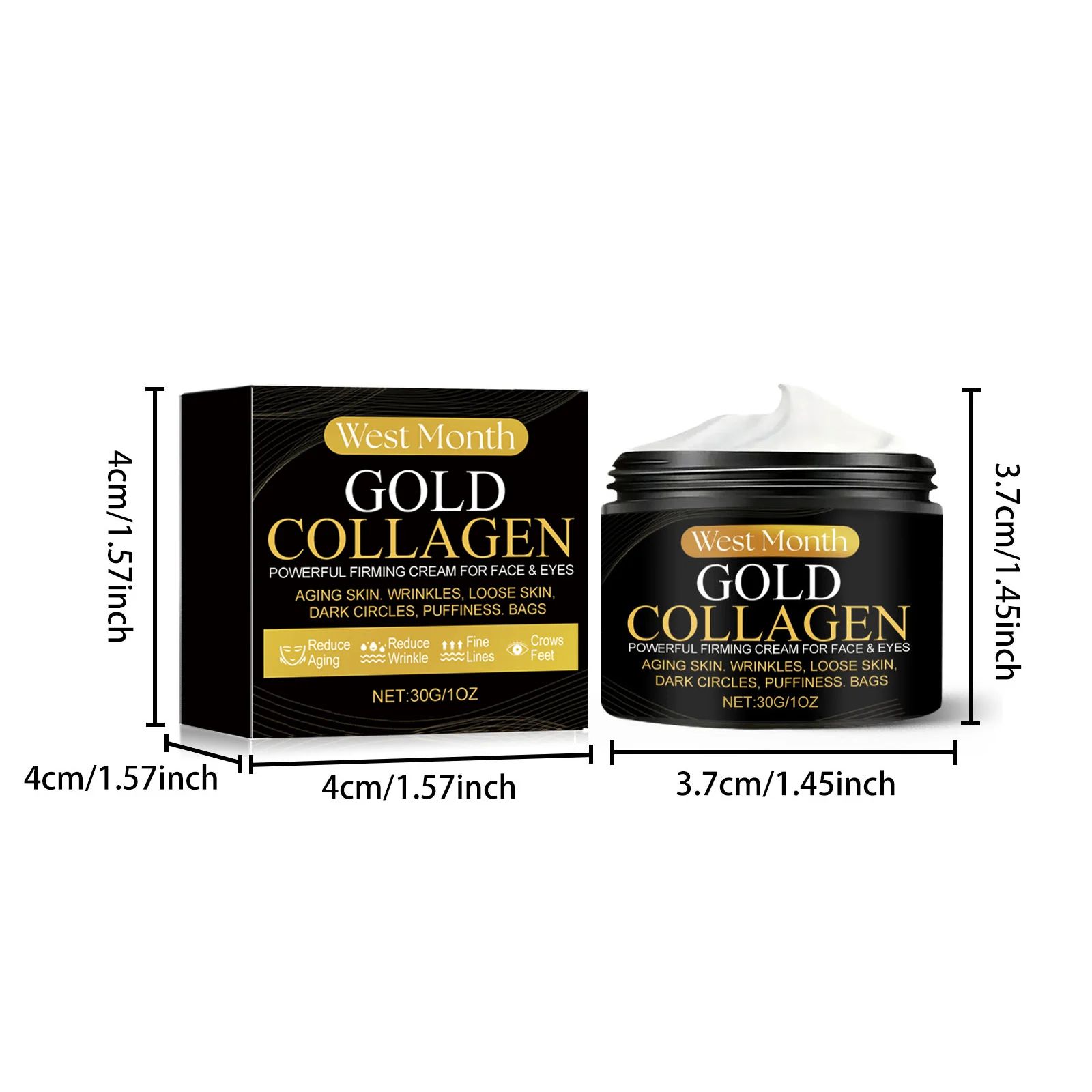 West Month Gold Collagen Cream Powerful Firming for Face & Eyes, Anti-Aging, Wrinkles 1 gold collagen firming cream wes jgmnrhbf desc 1