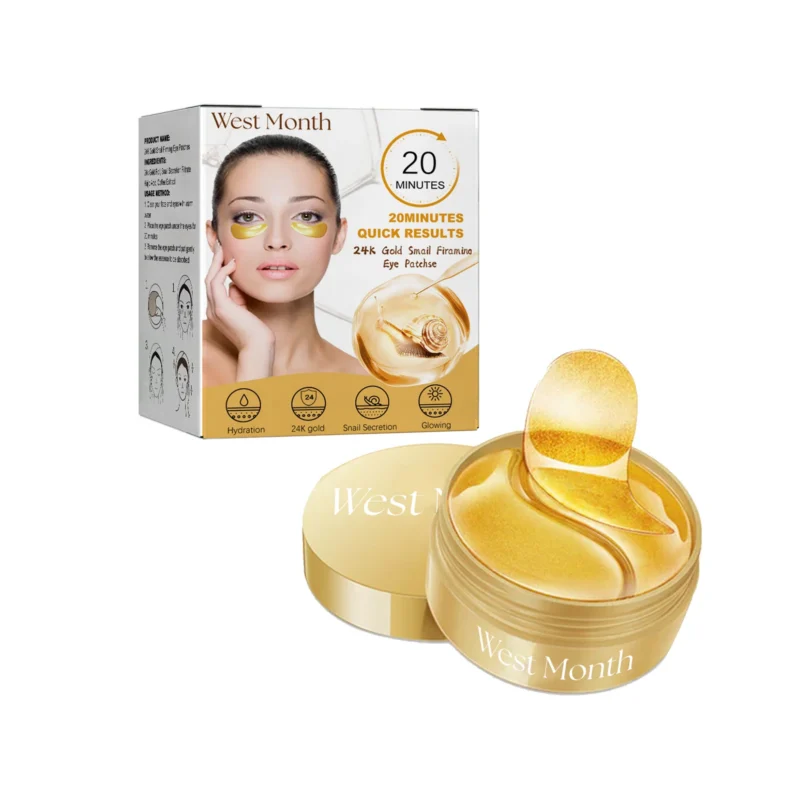 West Month 24K Gold Snail Firming Eye Patches for Hydration, Wrinkles & Dark Circles