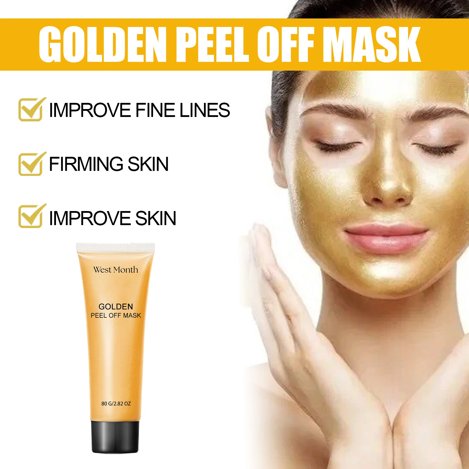 West Month Golden Peel Off Mask - Deep Cleansing, Pore Tightening, Wrinkle Improvement 5 golden peel off face mask wes 8xyperj4 desc 5