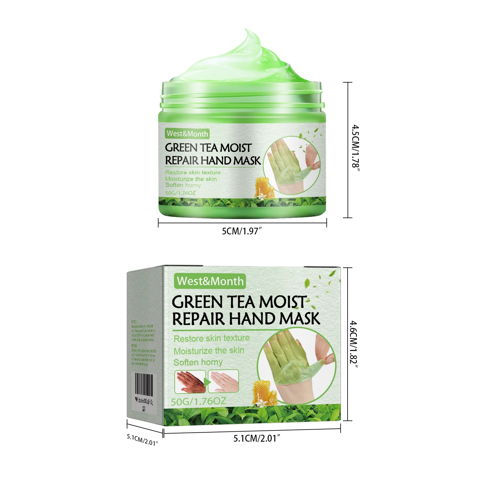 West Month Green Tea Moist Repair Hand Mask for Softening & Nourishing Skin 1 green tea repair hand mask wes 6p6mt38h desc 1