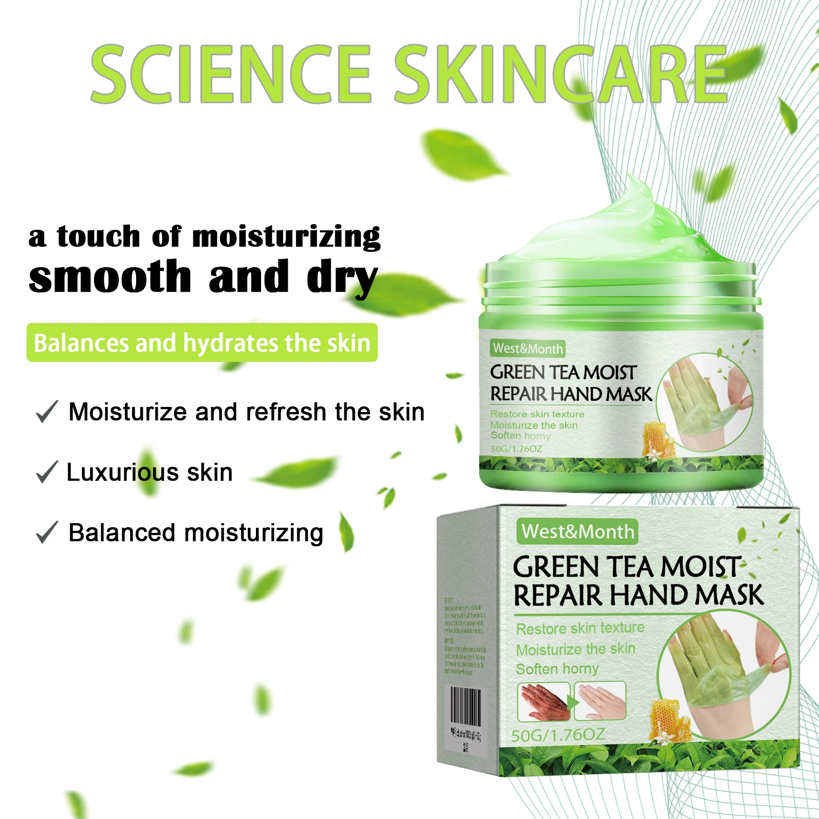 West Month Green Tea Moist Repair Hand Mask for Softening & Nourishing Skin 5 green tea repair hand mask wes 6p6mt38h desc 5
