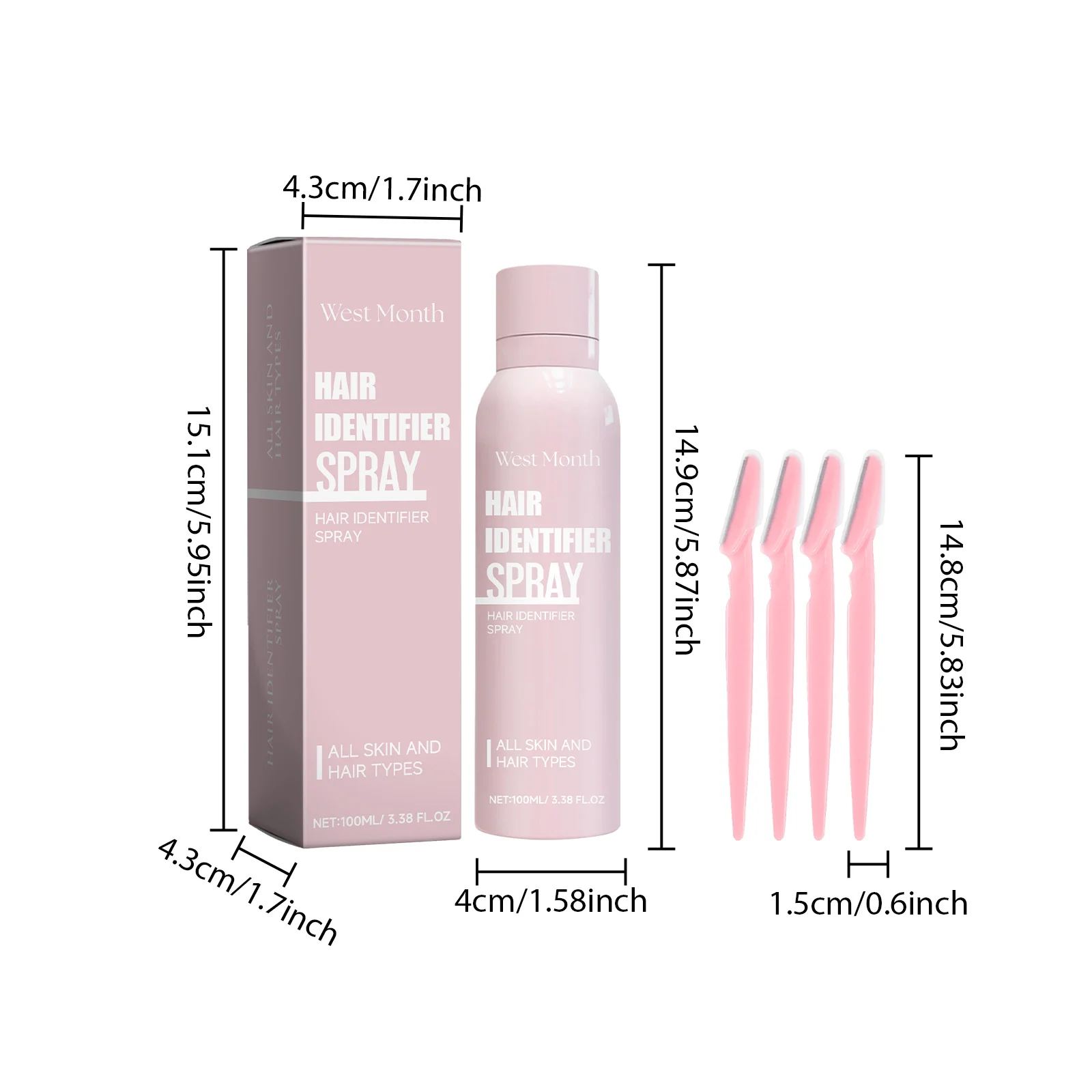 West Month Hair Identifier Spray for Face with Eyebrow Trimmer, 100ml 1 hair identifier spray wes qfpb8wsp desc 1