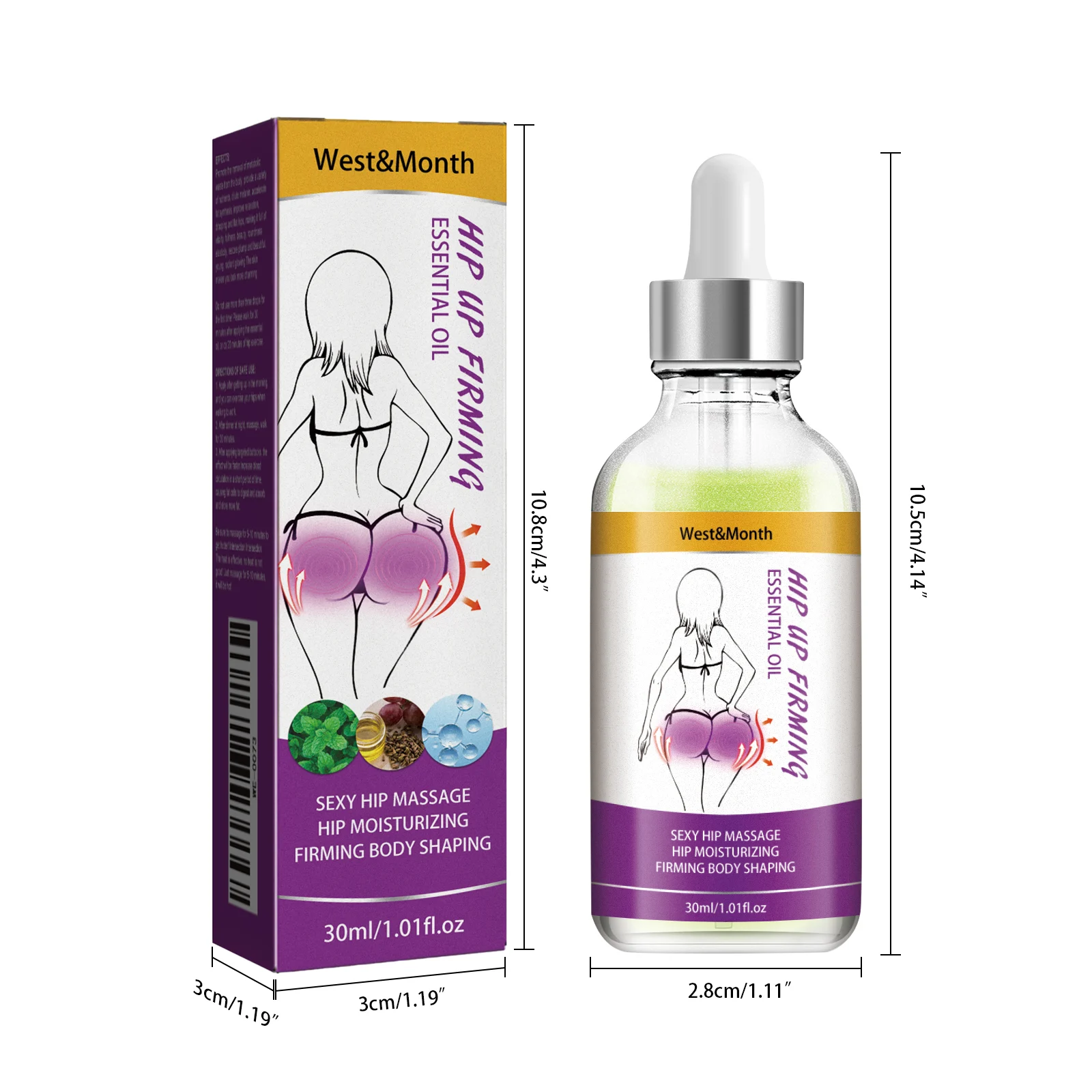 West Month Hip Firming Massage Oil - Tighten, Lift & Shape Buttocks 1 hip firming massage oil wes 35eudrrm desc 1