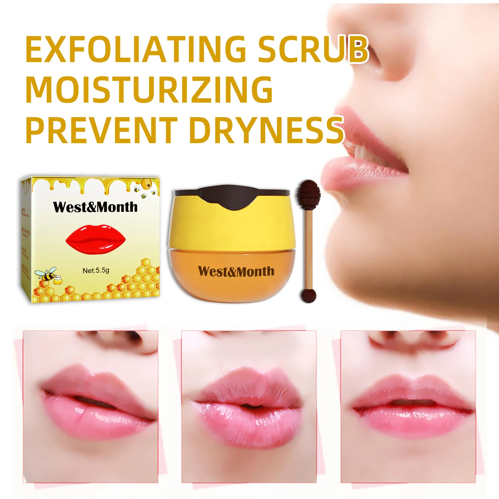 Honey Lip Balm Hydrating Moisturizing Lip Care Stick for Dry Lips 5.5g 4 honey lip balm hydrating moisturizing wes ed8tunh3 desc 4