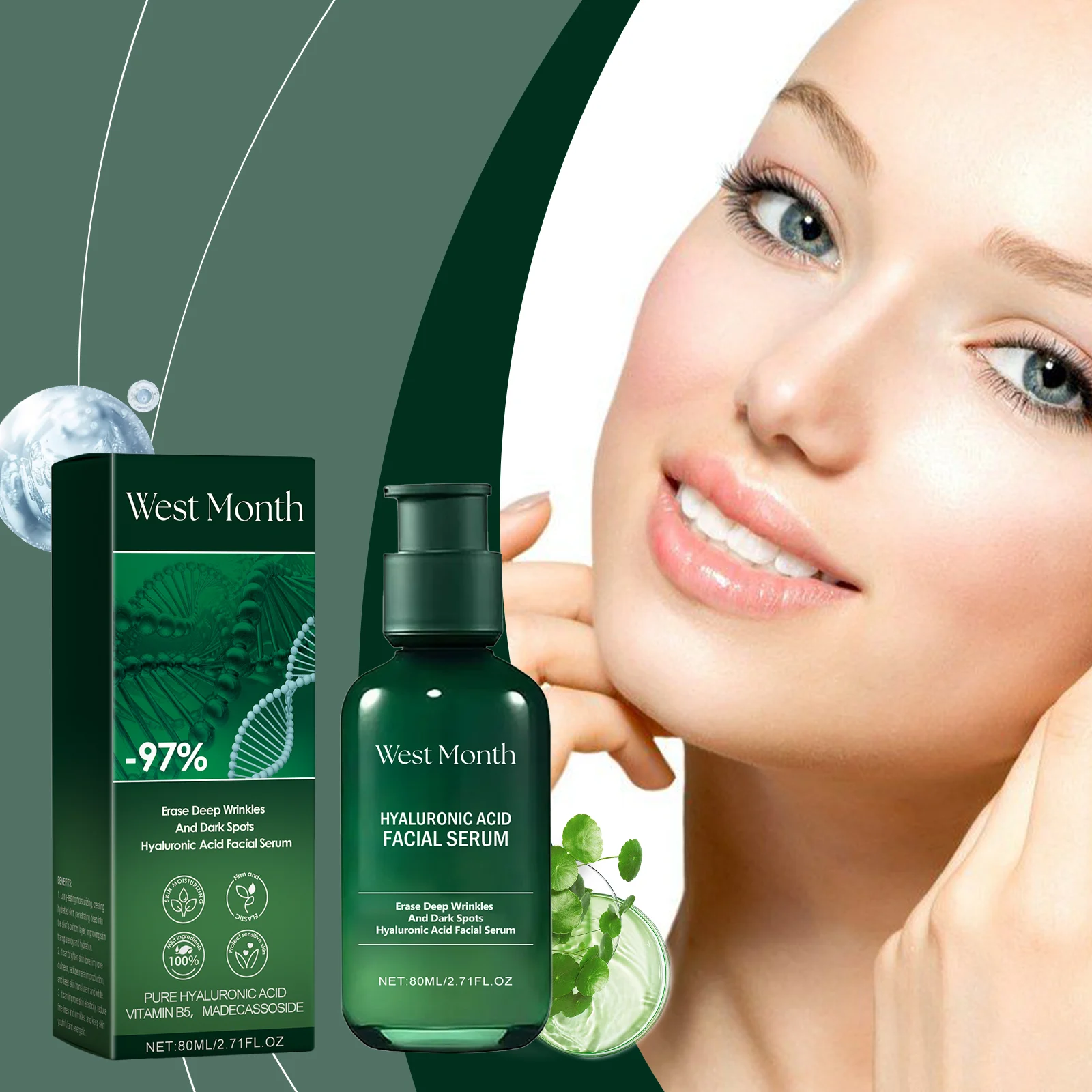 Hyaluronic Acid Facial Serum 80ml Deep Hydration Anti-Wrinkle Brightening Skin Care 2 hyaluronic acid facial serum 80ml wes 22je5n8u desc 2