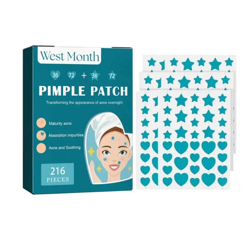 West Month Hydrocolloid Acne Patches for overnight pimple healing, invisible on skin and waterproof protection.