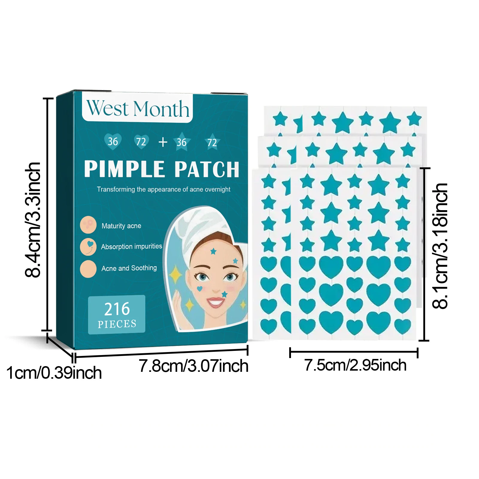 Hydrocolloid Acne Patches for Pimples, Invisible & Waterproof Healing Pimple Spot Treatment 216pcs 1 hydrocolloid acne patches pimple healing spot treatment 216pcs wes g3cryzpe desc 1