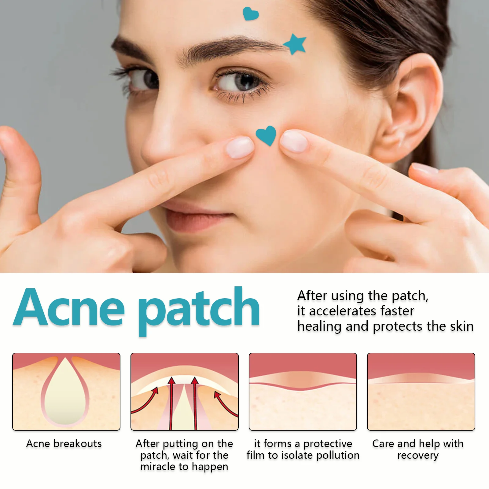 Hydrocolloid Acne Patches for Pimples, Invisible & Waterproof Healing Pimple Spot Treatment 216pcs 5 hydrocolloid acne patches pimple healing spot treatment 216pcs wes g3cryzpe desc 5