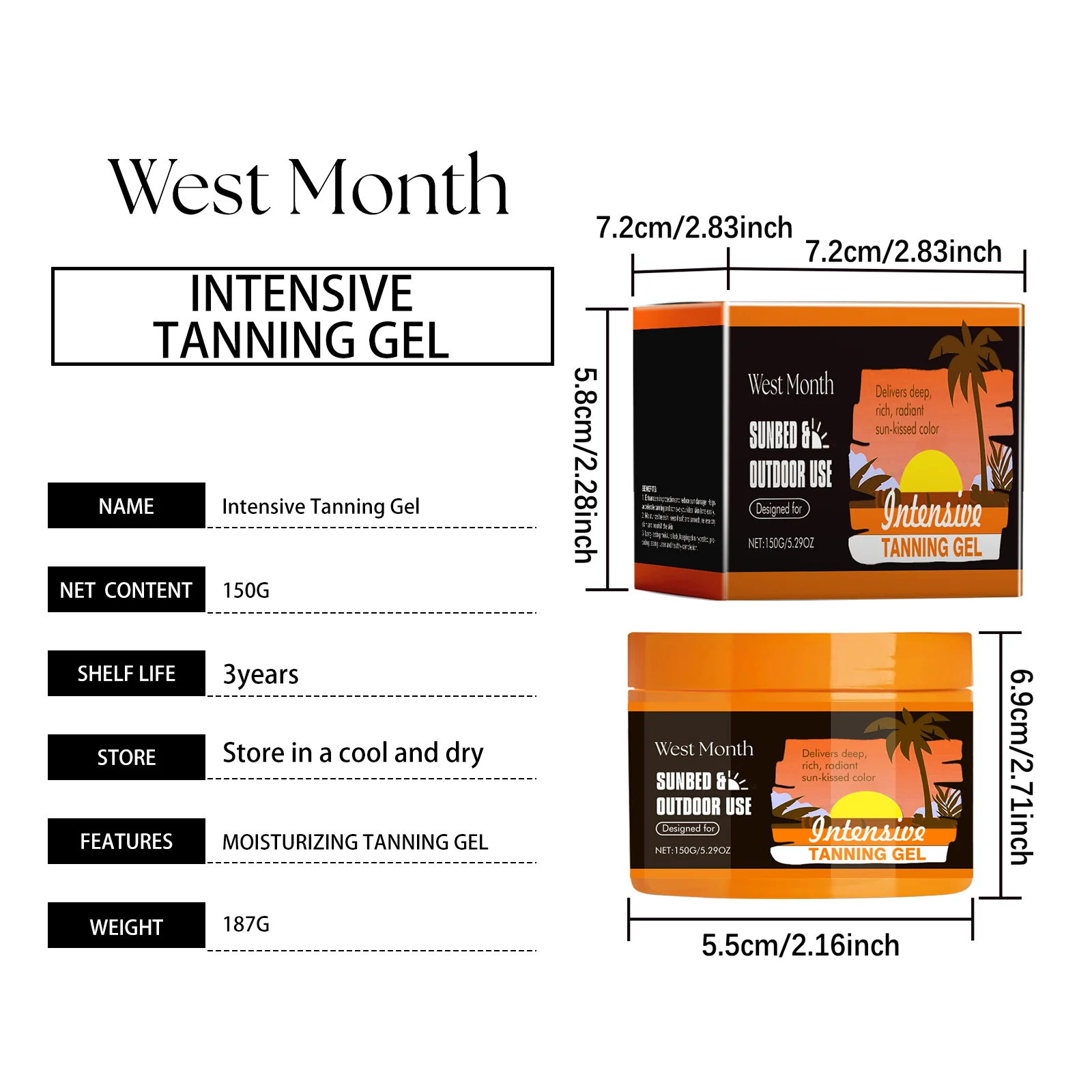 West Month Intensive Carrot Tanning Gel for Deep Sun-Kissed Color and Hydration 1 intensive tanning gel wes 7s78kfwb desc 1