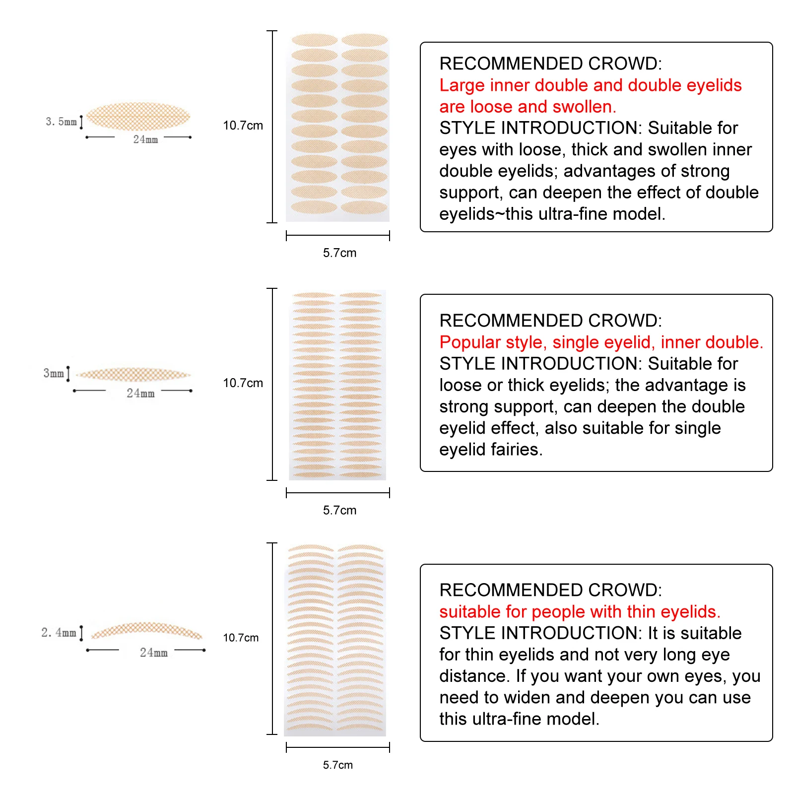 West Month Invisible Water-Activated Double Eyelid Stickers, Natural Mesh Lashes, 480pcs Kit 3 invisible double eyelid stickers wes xurv98m9 desc 3