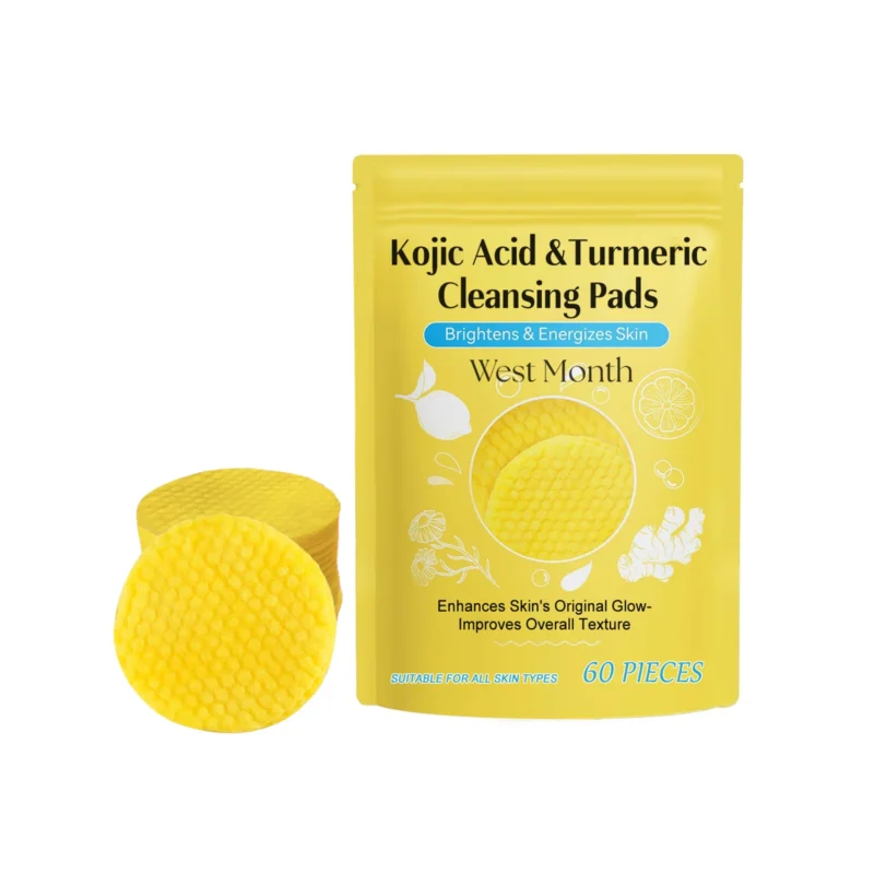 West Month Kojic Acid and Turmeric Cleansing Pads for Brightening, Exfoliating, and Deep Pore Cleansing