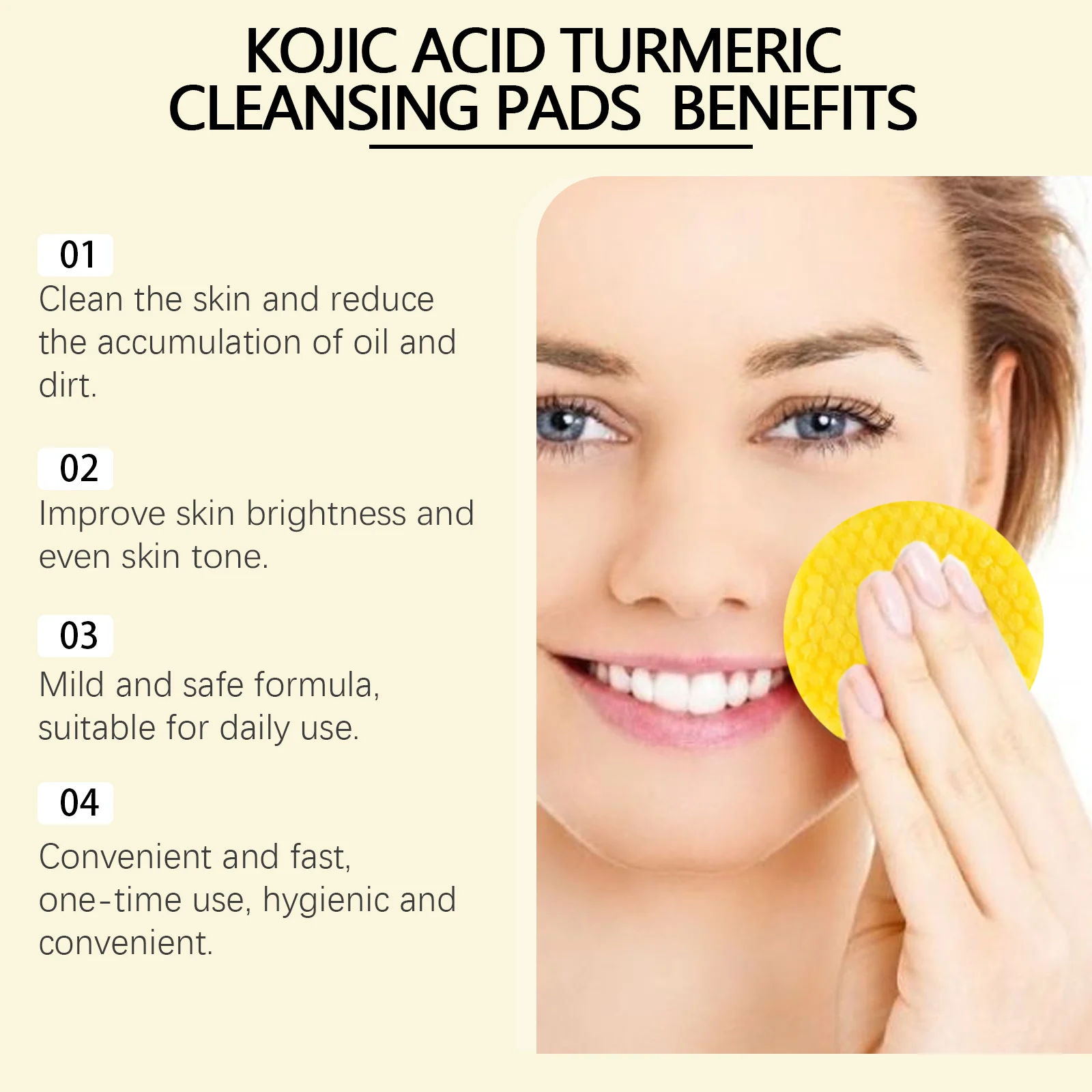 Kojic Acid Turmeric Cleansing Pads 60 Pieces Brightening Gentle Exfoliating 7 kojic acid turmeric cleansing pads 60 pieces wes ccfq5nu6 desc 7