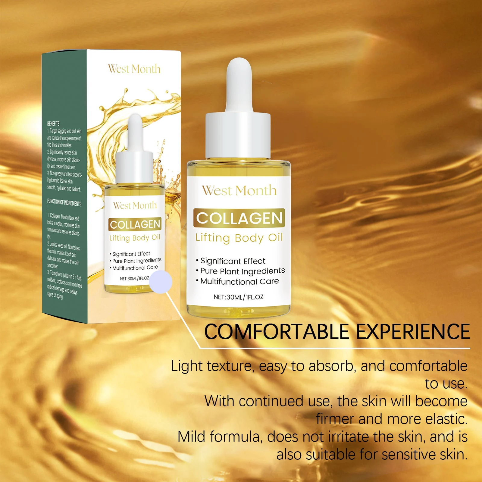 Lifting Body Oil Firming Moisturizing Skin Care 30ml with Collagen & Jojoba Oil 8 lifting firming body oil 30ml collagen jojoba wes ynvzbgjm desc 8