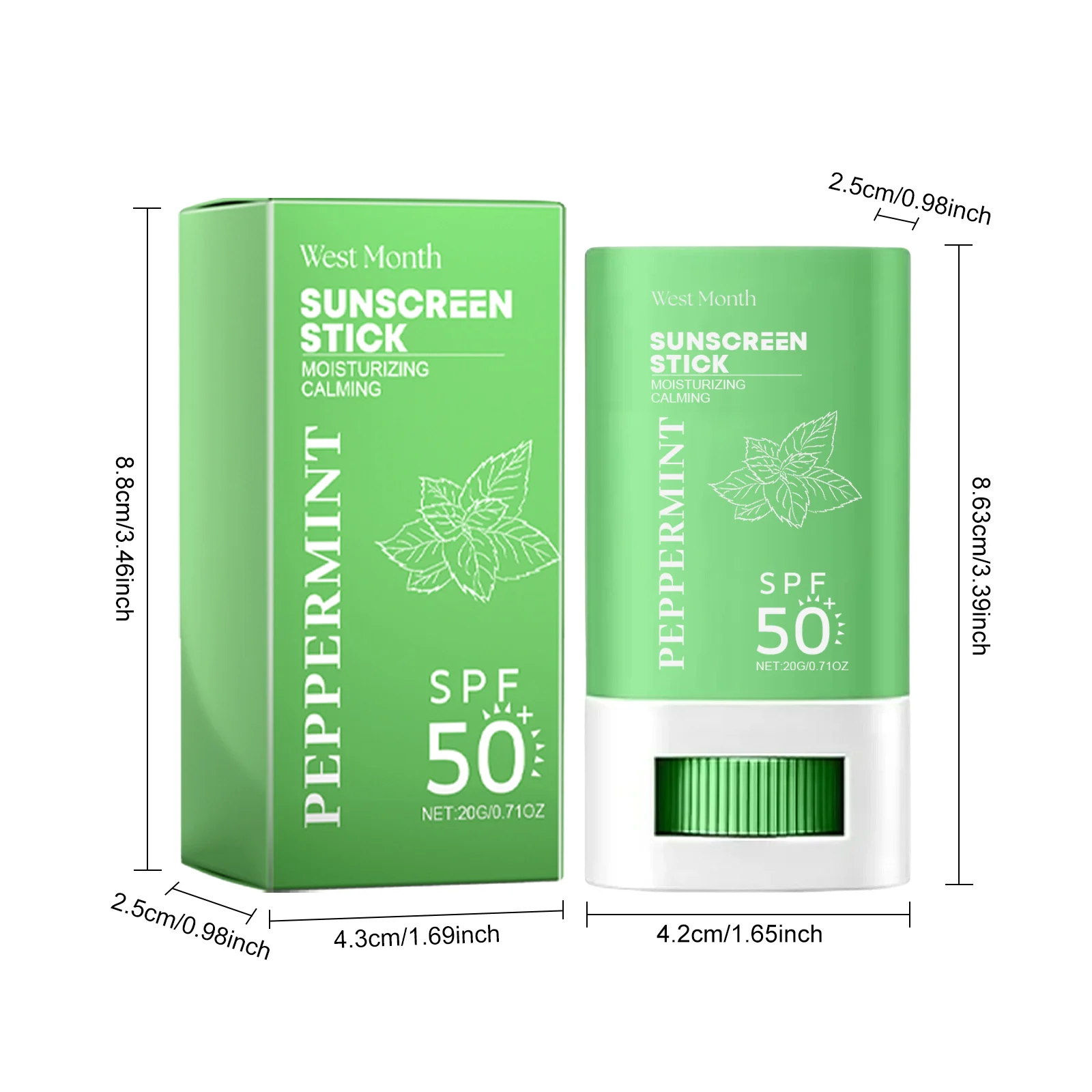 West Month Mint Sunscreen Stick SPF Moisturizing Calming Waterproof Non-Greasy 1 mint sunscreen stick wes tzb7z48z desc 1