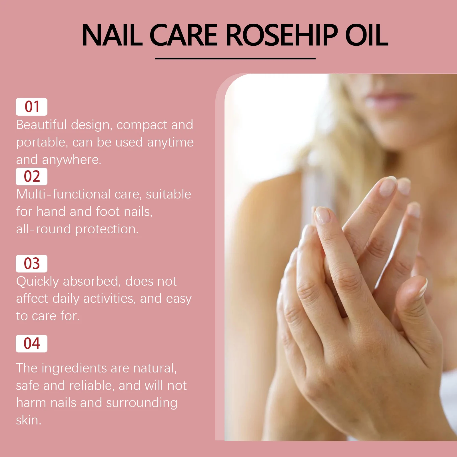 Nail Care Serum with Rosehip Oil for Hands and Feet, 30ml Nail Repair and Hydration Treatment 8 nail care serum rosehip oil hands feet fungus repair 30ml wes stwfasmr desc 8