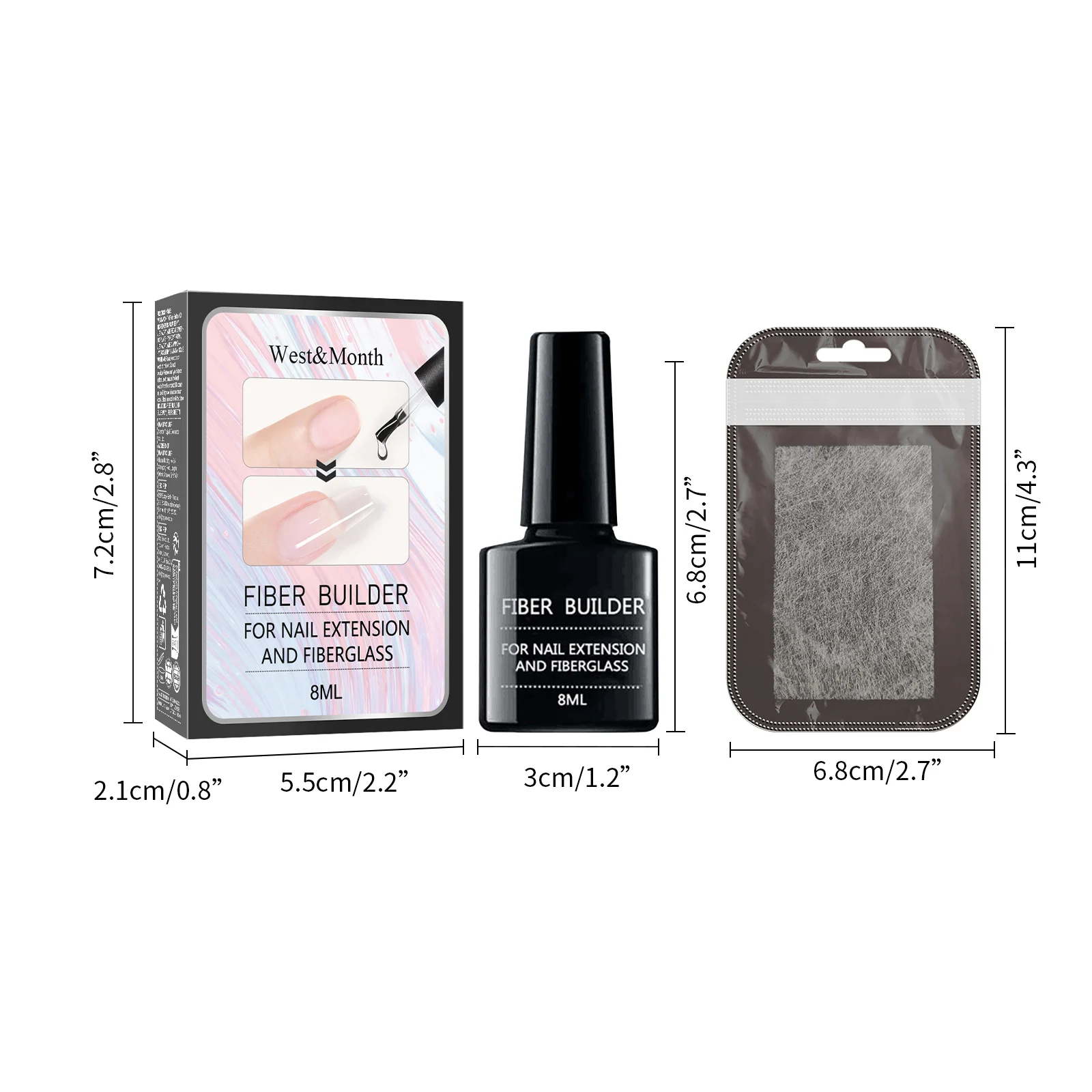 West Month Fiber Builder Gel Kit for Nail Extension and Fiberglass 1 nail extension fiber gel kit wes xeywd23e desc 1