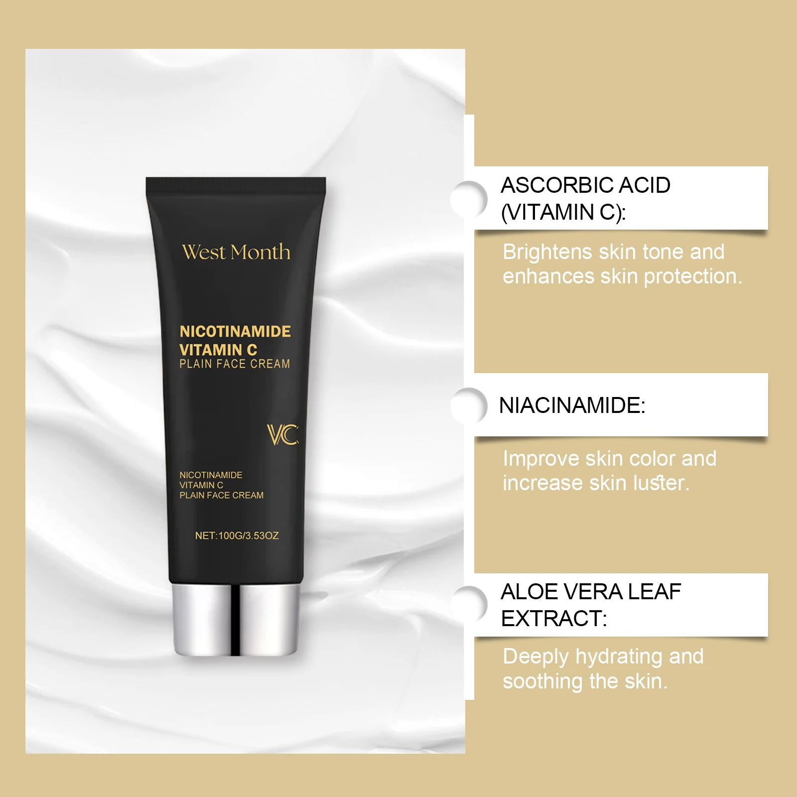 West Month Niacinamide Vitamin C Tone Up Cream Brighten Even Skin Tone Moisturize 5 niacinamide vitamin c cream wes 63fssat7 desc 5