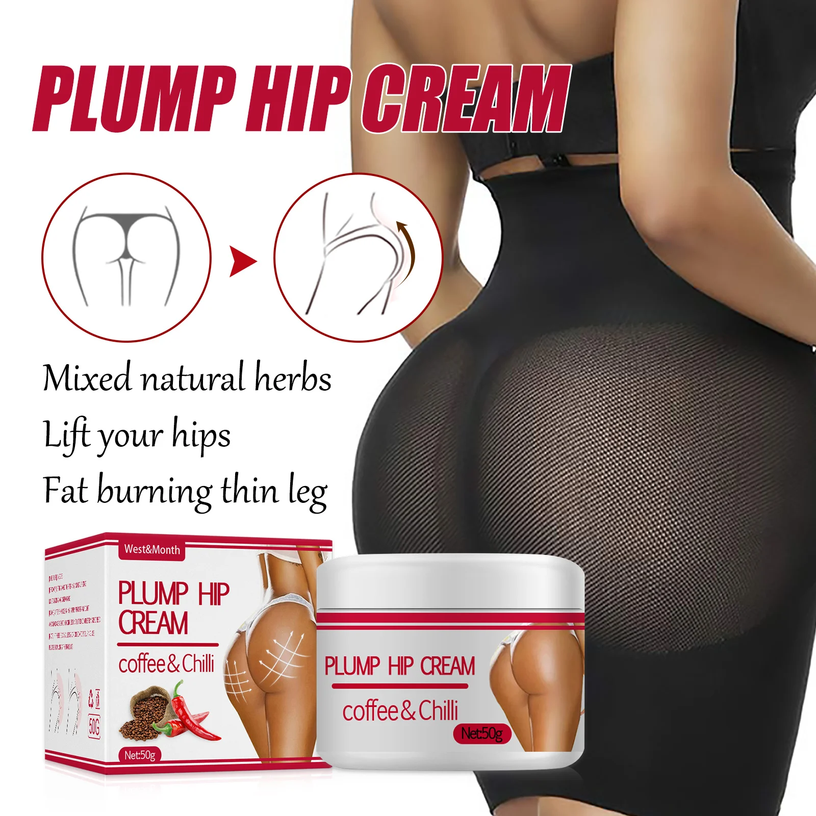West Month Plump Hip Cream for Lifting, Firming & Shaping 6 plump hip firming cream wes r39s2rz9 desc 6