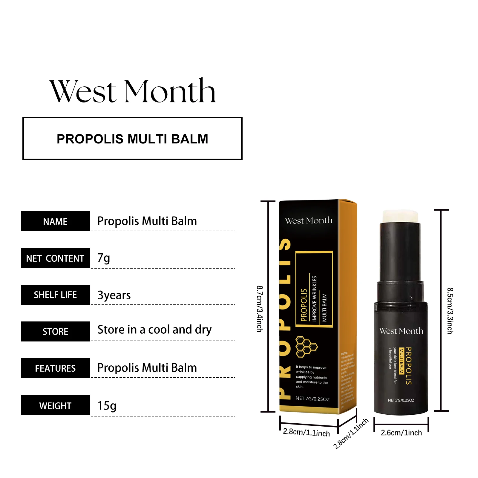 Propolis Anti-Wrinkle Moisturizing Stick 7g Tightening Hydration Multi-Balm for Face 1 propolis anti wrinkle moisturizing stick 7g wes y33bk57w desc 1
