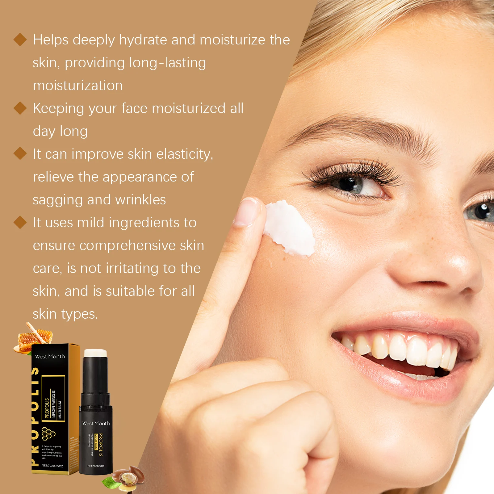Propolis Anti-Wrinkle Moisturizing Stick 7g Tightening Hydration Multi-Balm for Face 8 propolis anti wrinkle moisturizing stick 7g wes y33bk57w desc 8