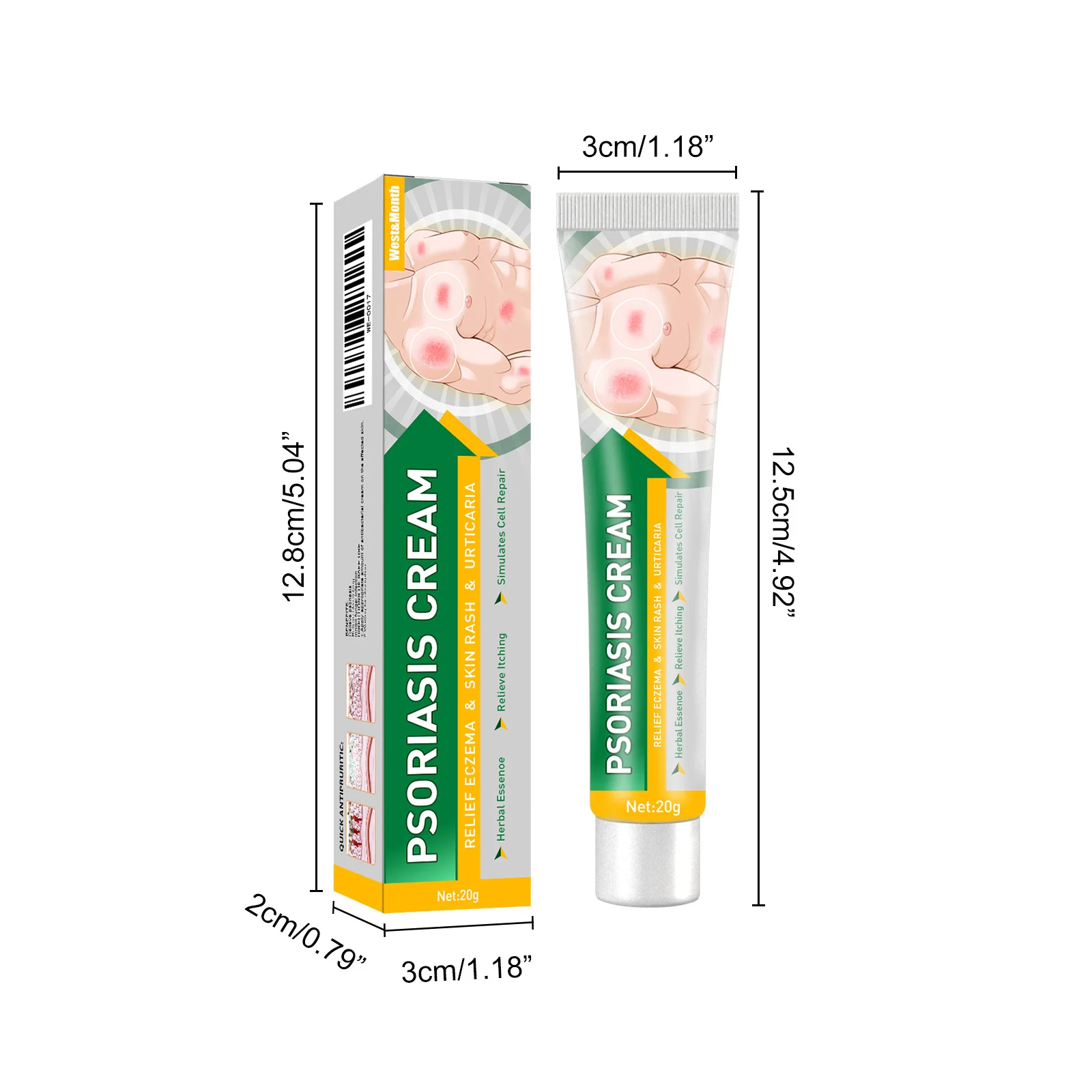 Psoriasis Cream 20g for Eczema & Itchy Skin Relief with Herbal Essence 1 psoriasis cream eczema itchy skin relief herbal 20g wes 93b6yht6 desc 1