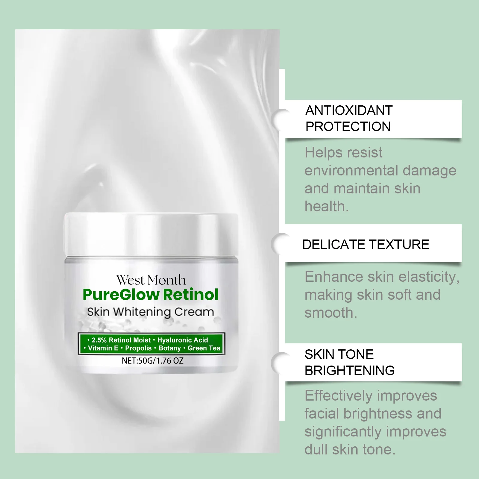 Retinol Skin Brightening Cream 2.5% with Hyaluronic Acid for Dullness & Moisture 50g 8 retinol skin brightening cream 2 5percent hyaluronic acid 50g wes e2rbewf2 desc 8