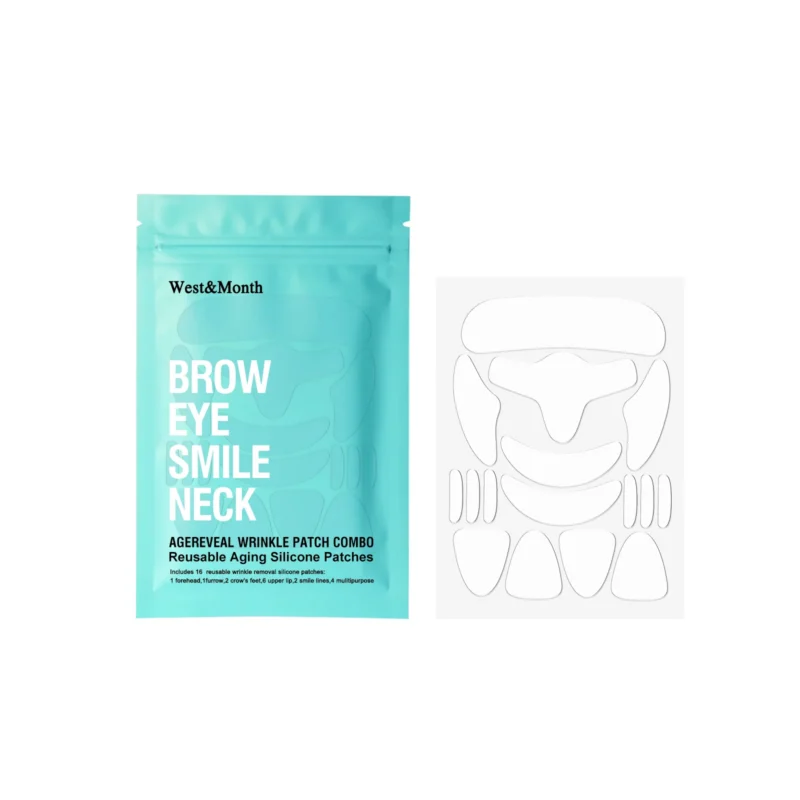 West Month Reusable Silicone Wrinkle Patches Set, Anti-Aging, Forehead & Eye & Smile Lines
